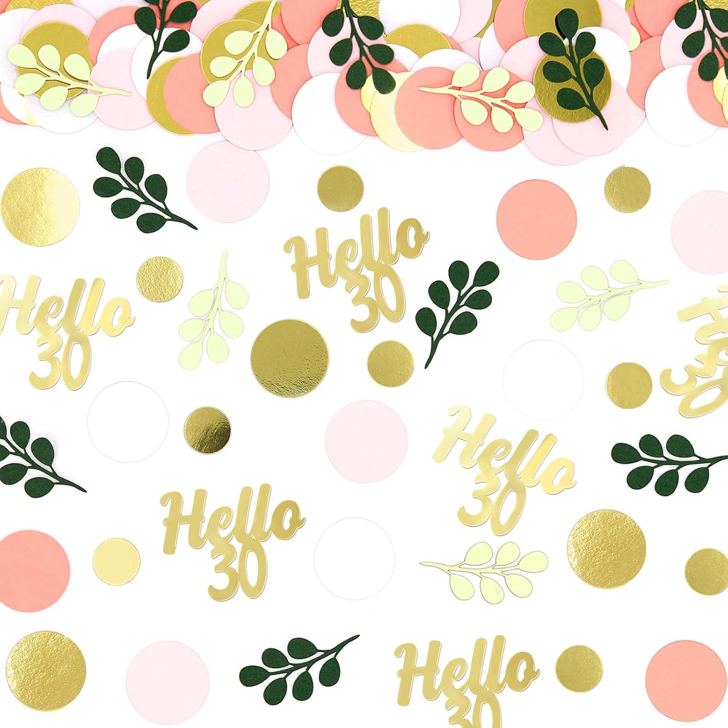 300PC 30TH Birthday Confetti for Table Pink and Sage Green Happy 30TH Birthday Decorations for Her Dots Hello 30 Confetti Scatters Thirty Party Decor Supplies