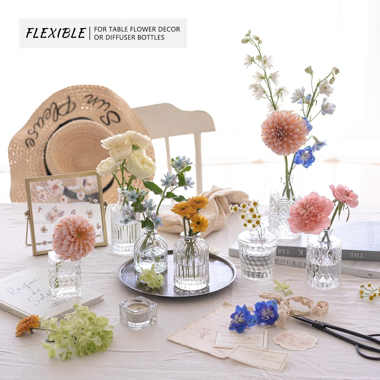 12pcs Glass Bud Vase Set, Small Clear Flower Vases for Centerpieces in Bulk, Mini Vintage Vase for Wedding, Home,Table Decoration