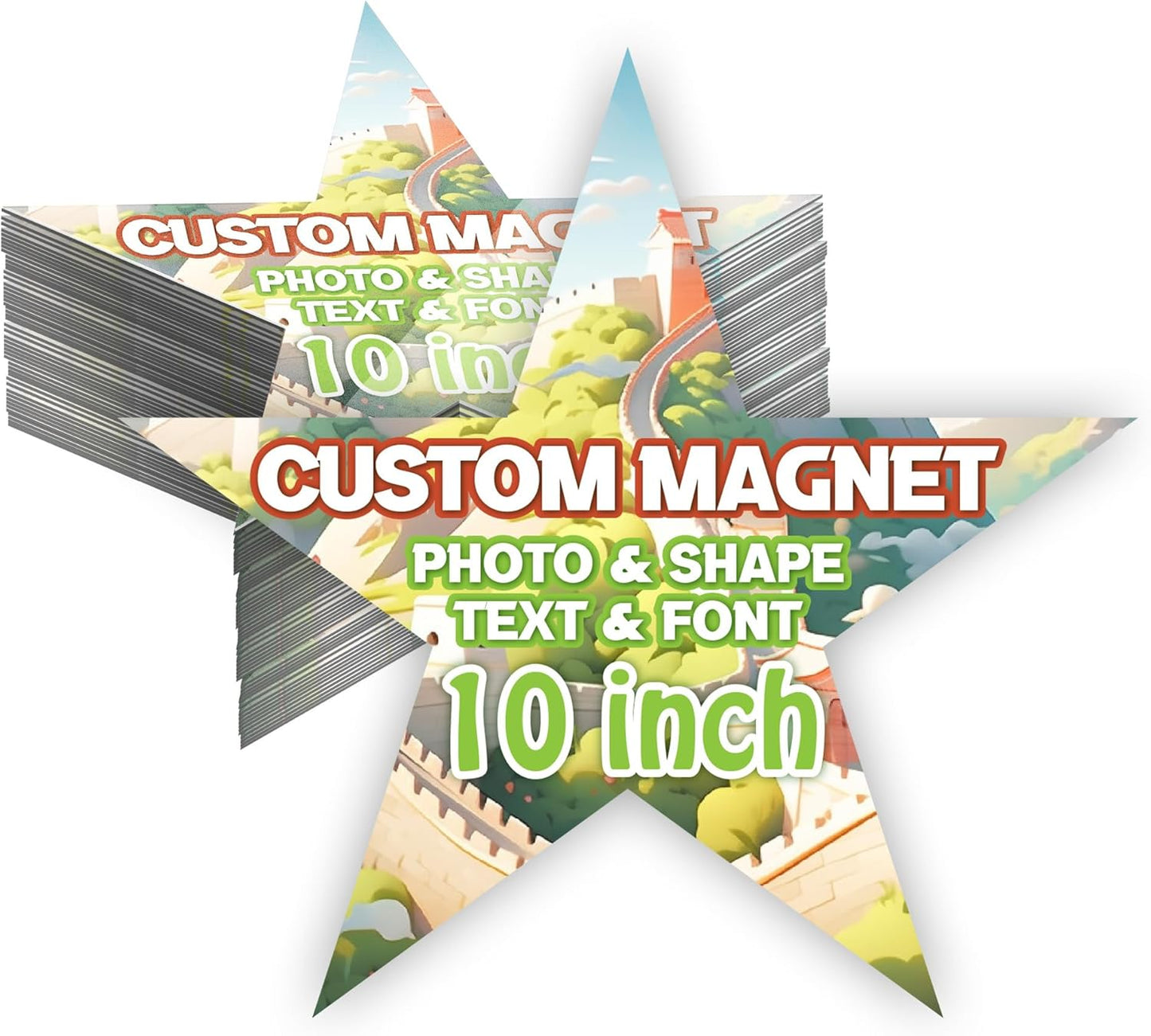 KETABAO – 10" Personalized Car and Refrigerator Star Photo Magnets - Create Customized Photo Magnets for The Office and Kitchen