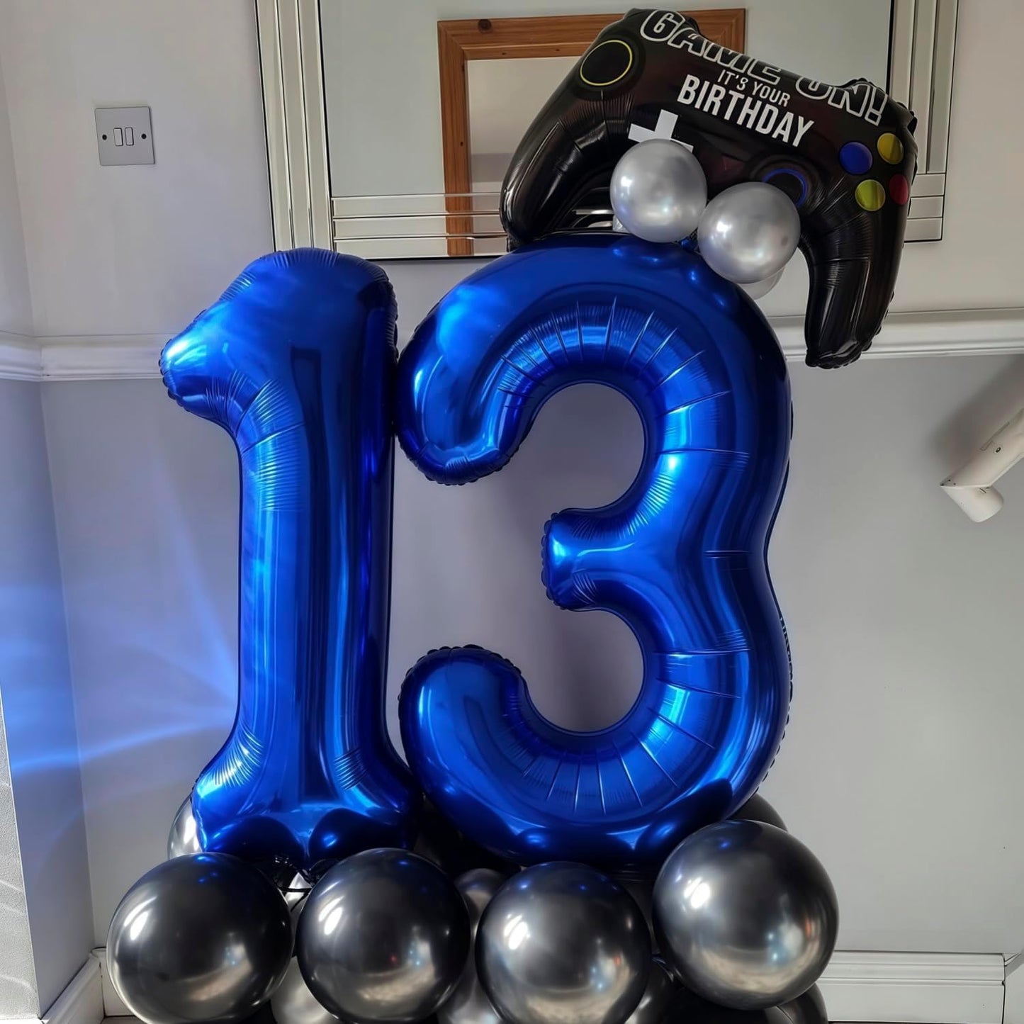 Navy Blue 4 Balloon Number,40 Inch Number 4 Balloon Big Dark Blue 4 Foil Mylar Helium Balloon for Birthday Party Decorations