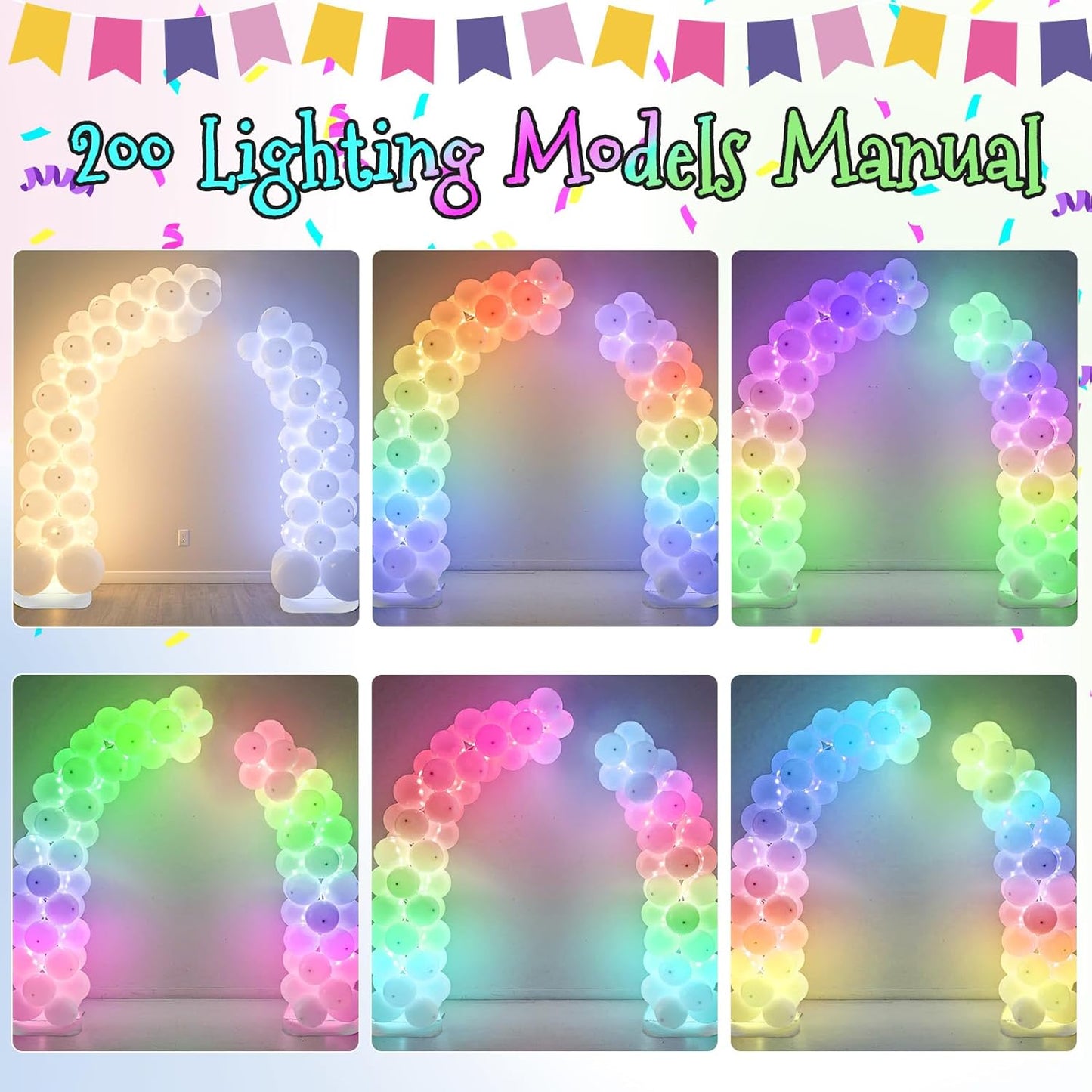 OurWarm 8.2FT & 6FT Lighted Balloon Arch Kit, Free Bending Top Balloon Arch Stand with Base, Half Arch Balloon Stand for Floor Balloon Column Kit for Wedding Birthday Baby Shower Party Decorations