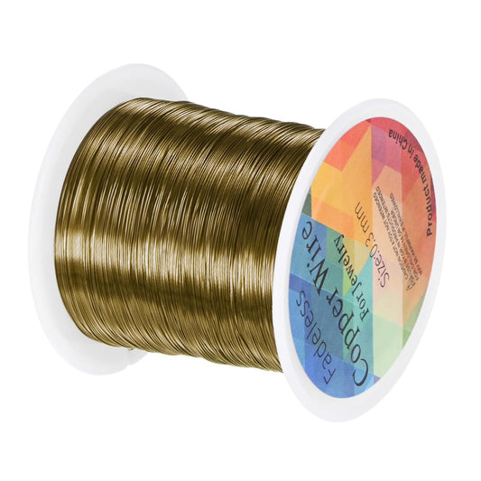 0.3mm Jewelry Wire, 28 Gauge 328FT Craft Wire Copper Beading Wire for Jewelry Making/Planting/Weaving/DIY Crafting, Soft Metal Wires [100M, Bronze Tone]