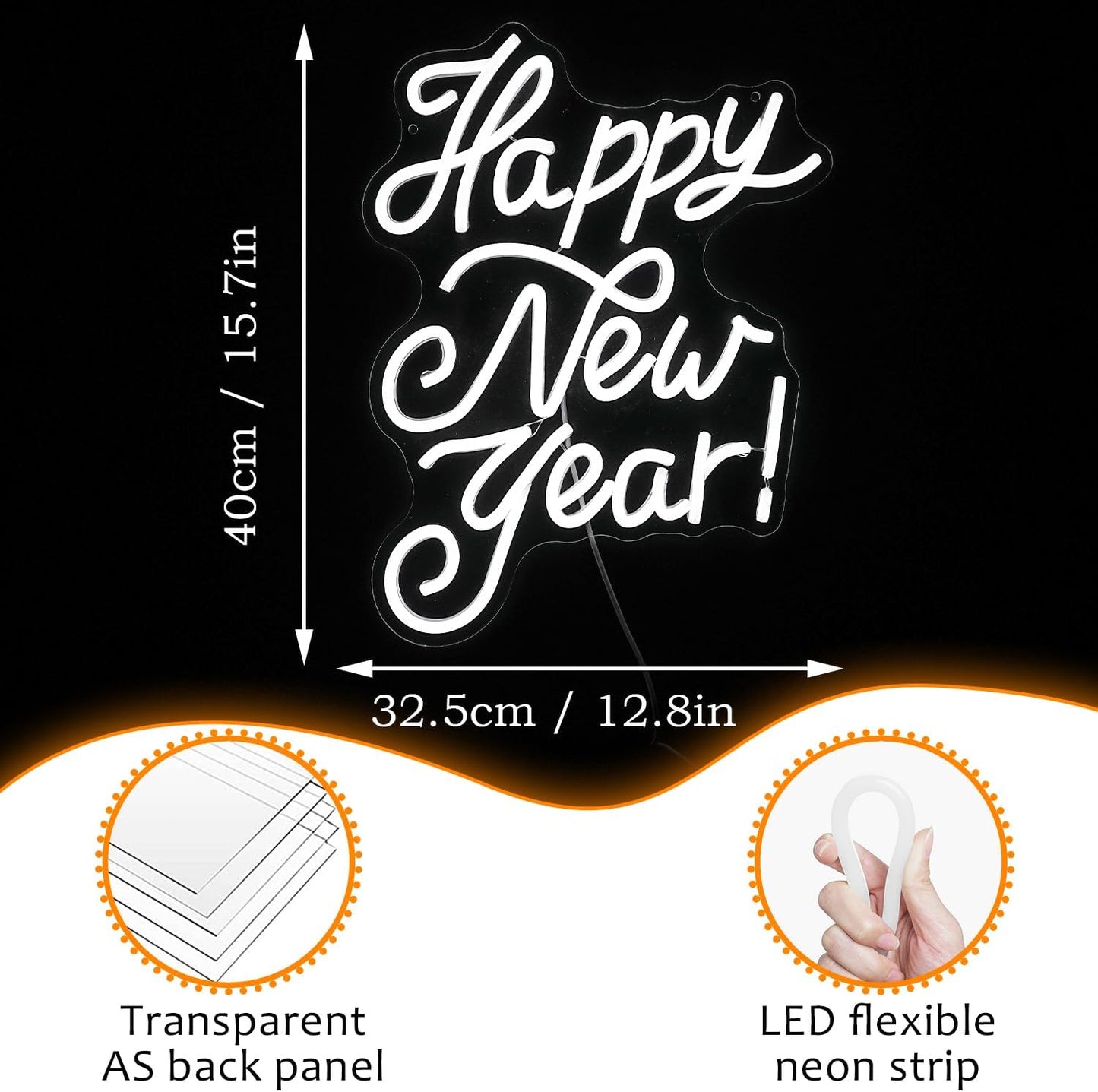 Happy New Year Neon Sign Led Spring Festival Neon Lights for Wall Decor Usb New Year Party Light Up Signs for Home Bedroom Christmas Business Decorations Gifts for Friends