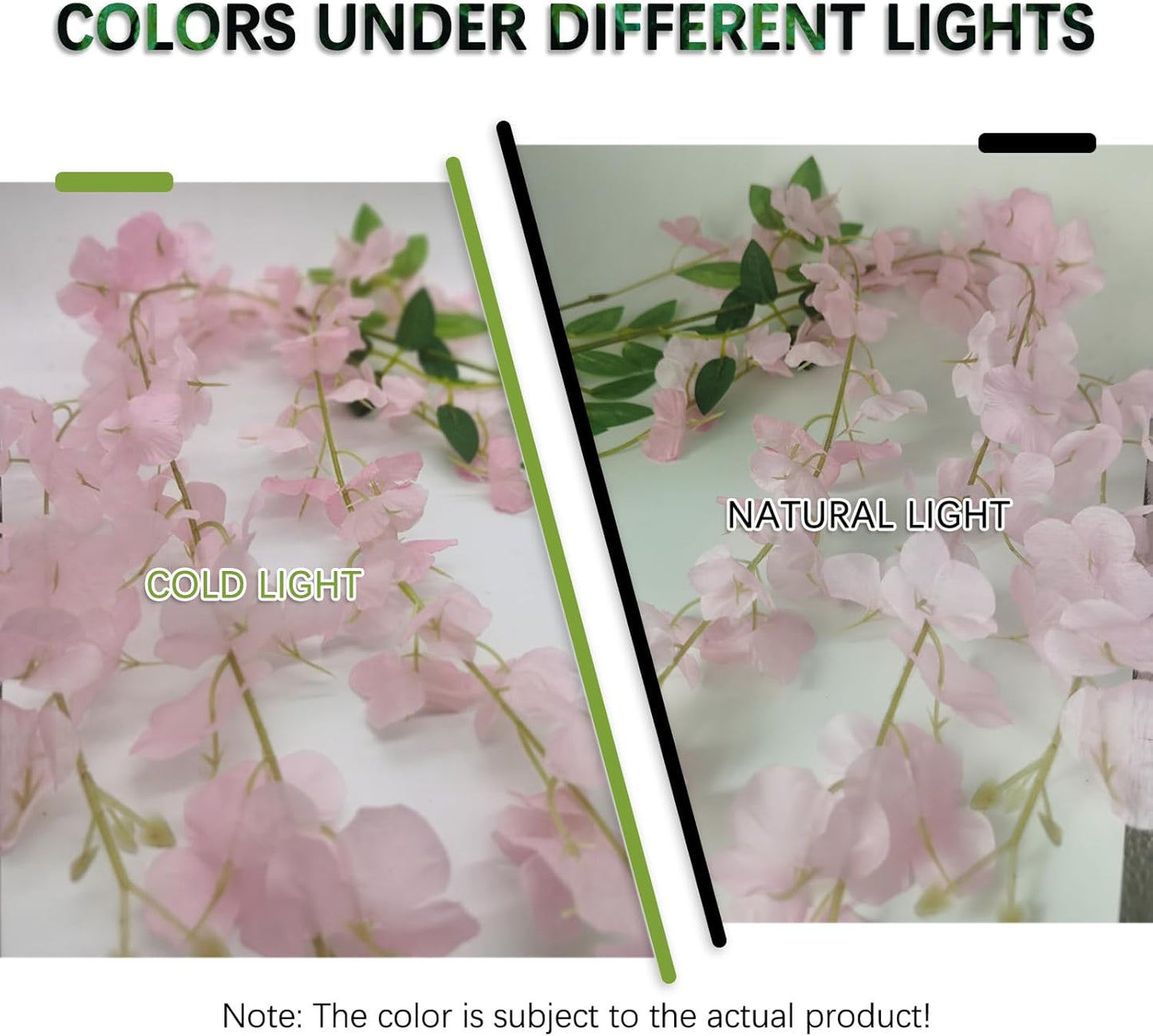12 Pack Pink Wisteria Hanging Flowers Garland, 3.77 Feet Artificial Flower Vines, Fake Wisteria, Artificial Vines Hanging Garland for Backdrop Outdoor Yard Garden Decor