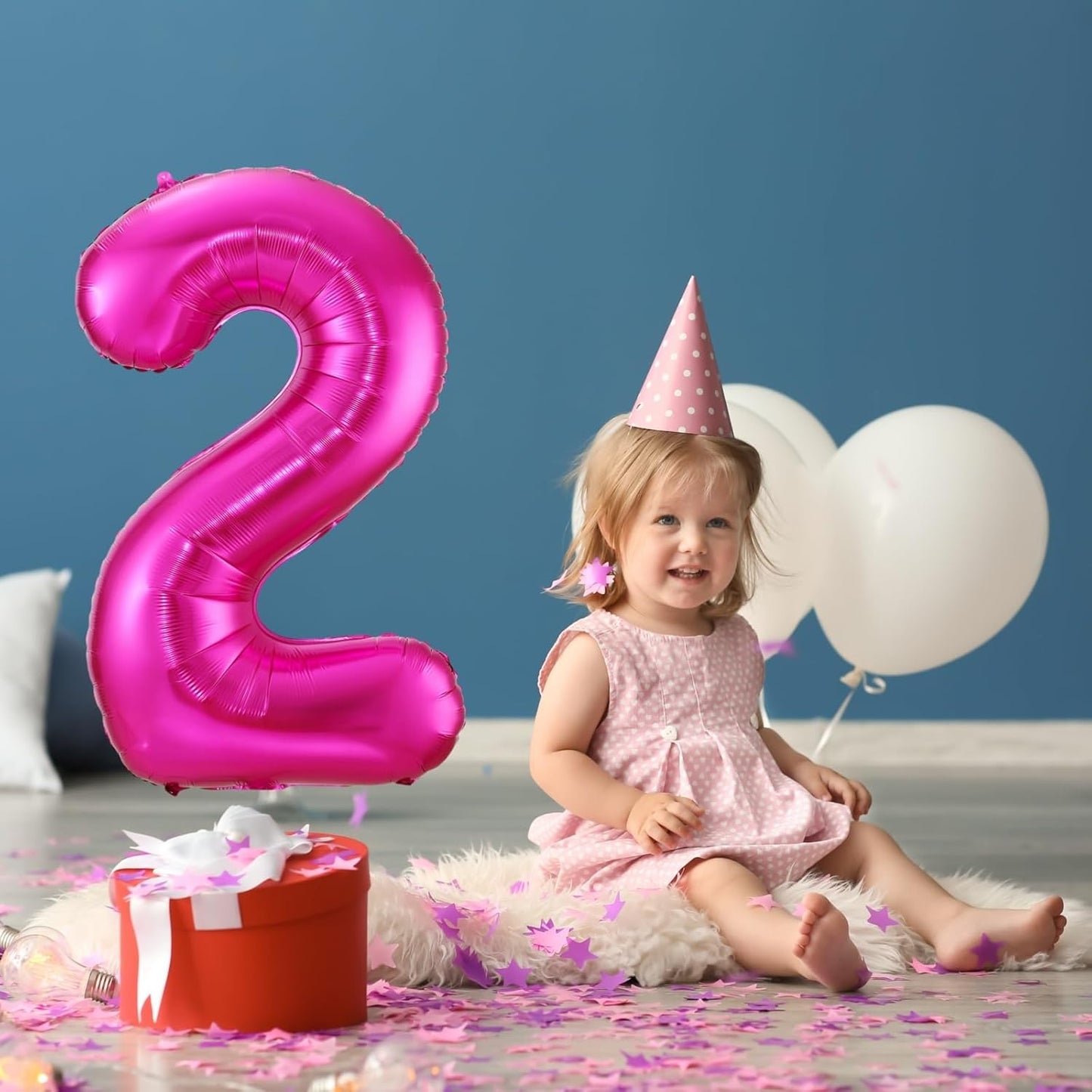 Hot Pink 4 Balloon,40 Inch Number 4 Balloon,4 Birthday Balloon Decorations, Foil Mylar Helium 4 Balloon Number for Birthday Party Decorations