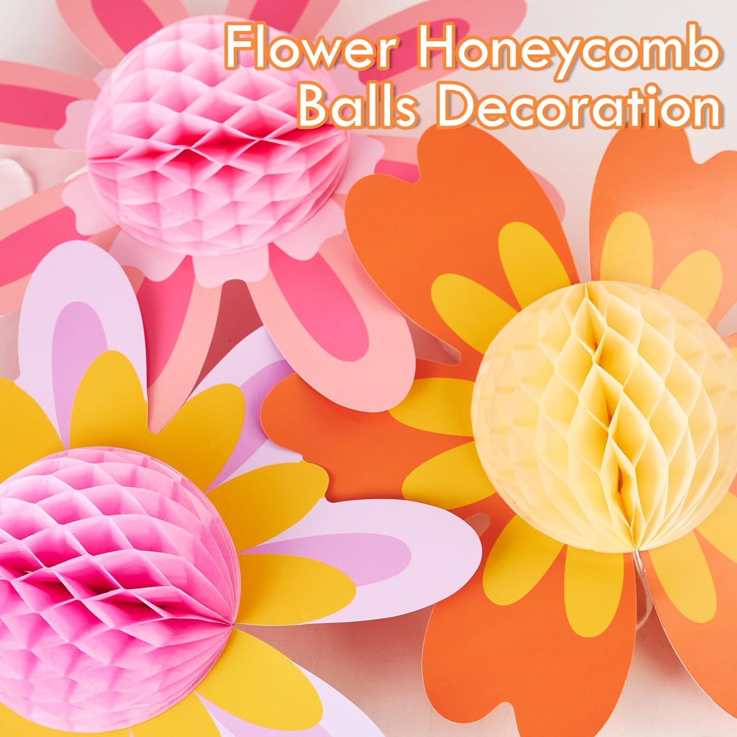 SUNBEAUTY 9 PCS 10 Inches Daisy Birthday Party Decorations - Groovy Flower Spring Sun Retro Hippie Baby Shower Decor