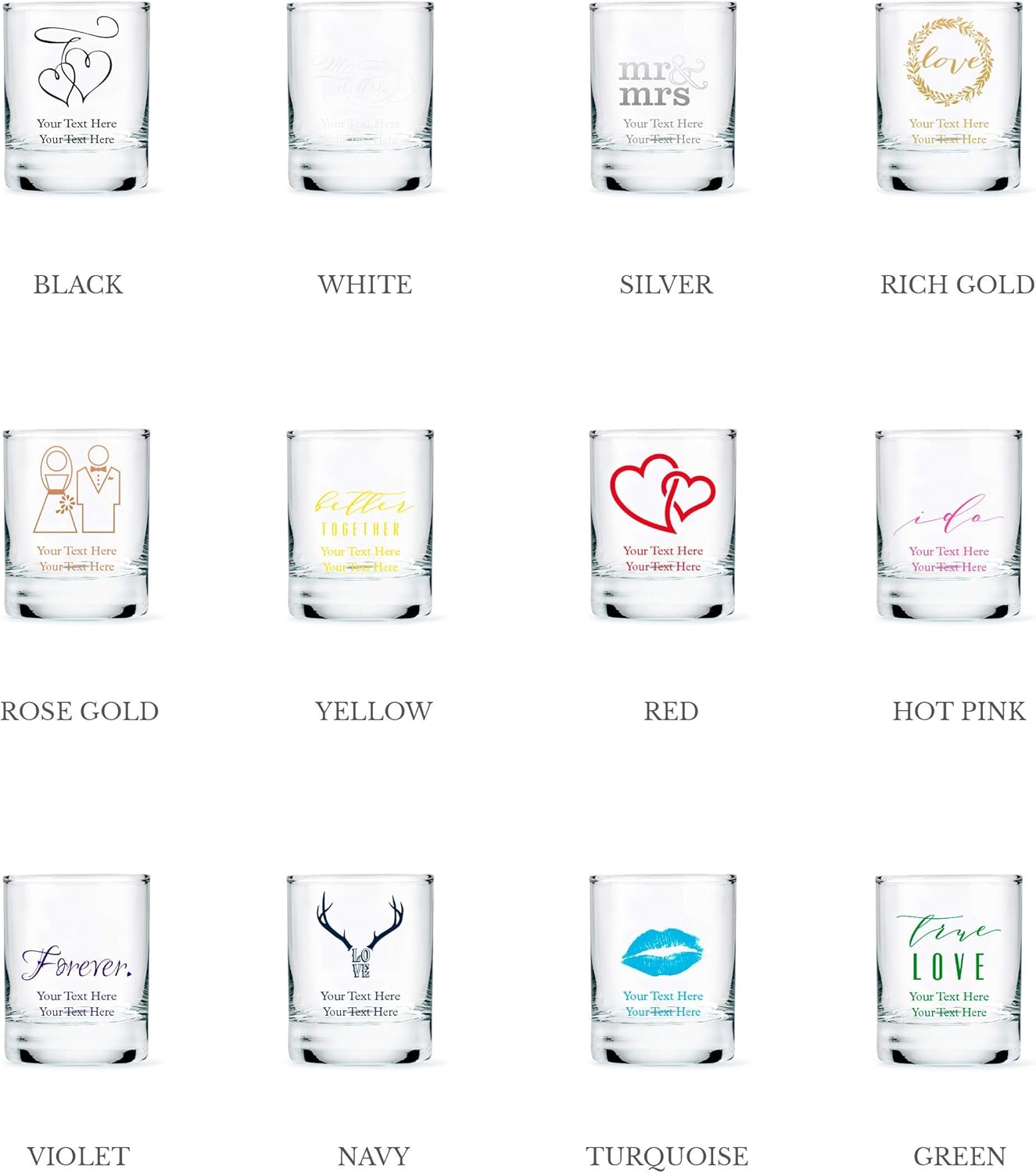 WEDDINGSTAR Personalized 2.75oz Shot Glass Customizable Full Color Print - 168 pack