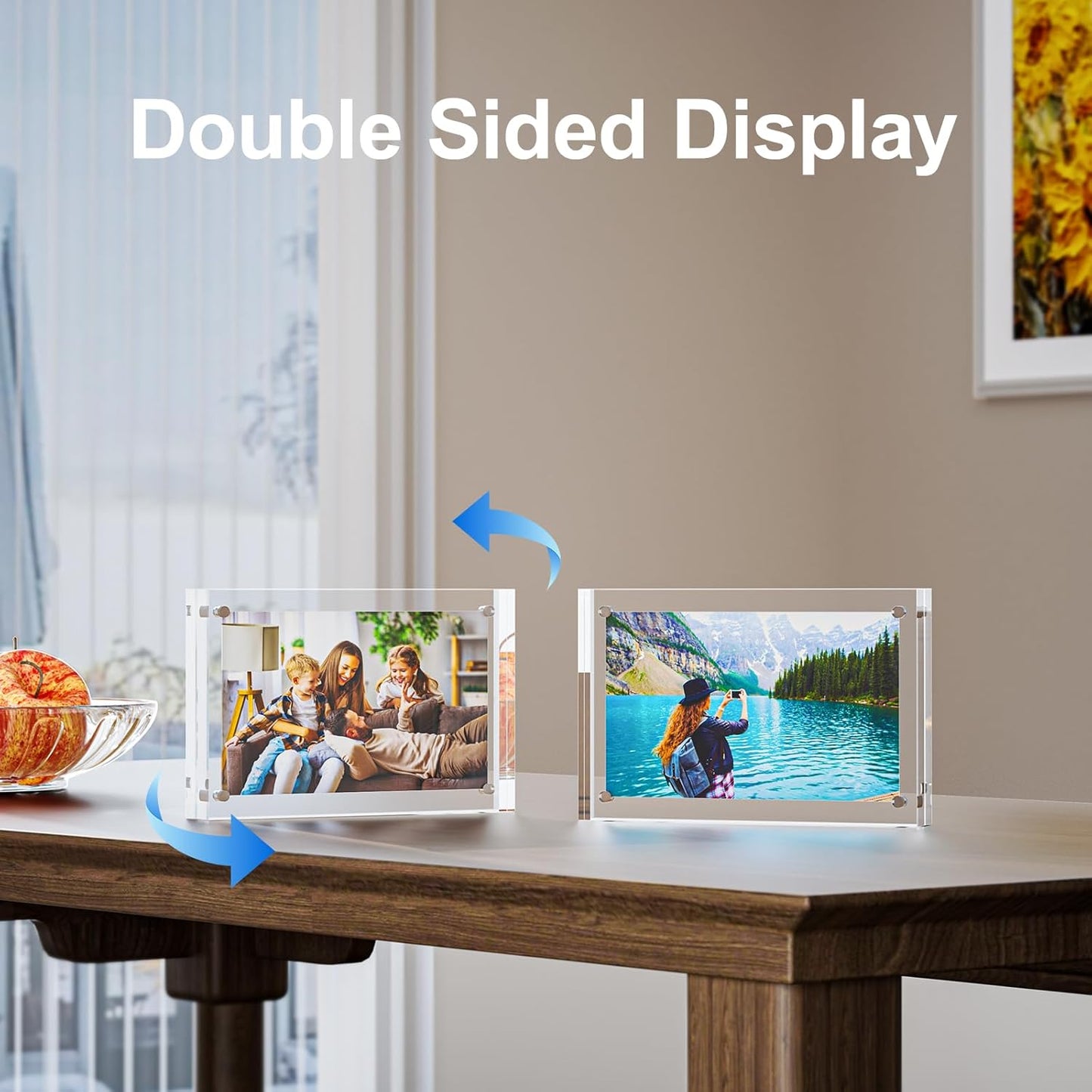 1 Pack 8x10 Acrylic Picture Frames - 20% Thicker Double Sided Magnetic Frame with UV Protection - Freestanding Clear Frameless Display for Tabletops - Modern Photo Frame Set for Home & Office Decor
