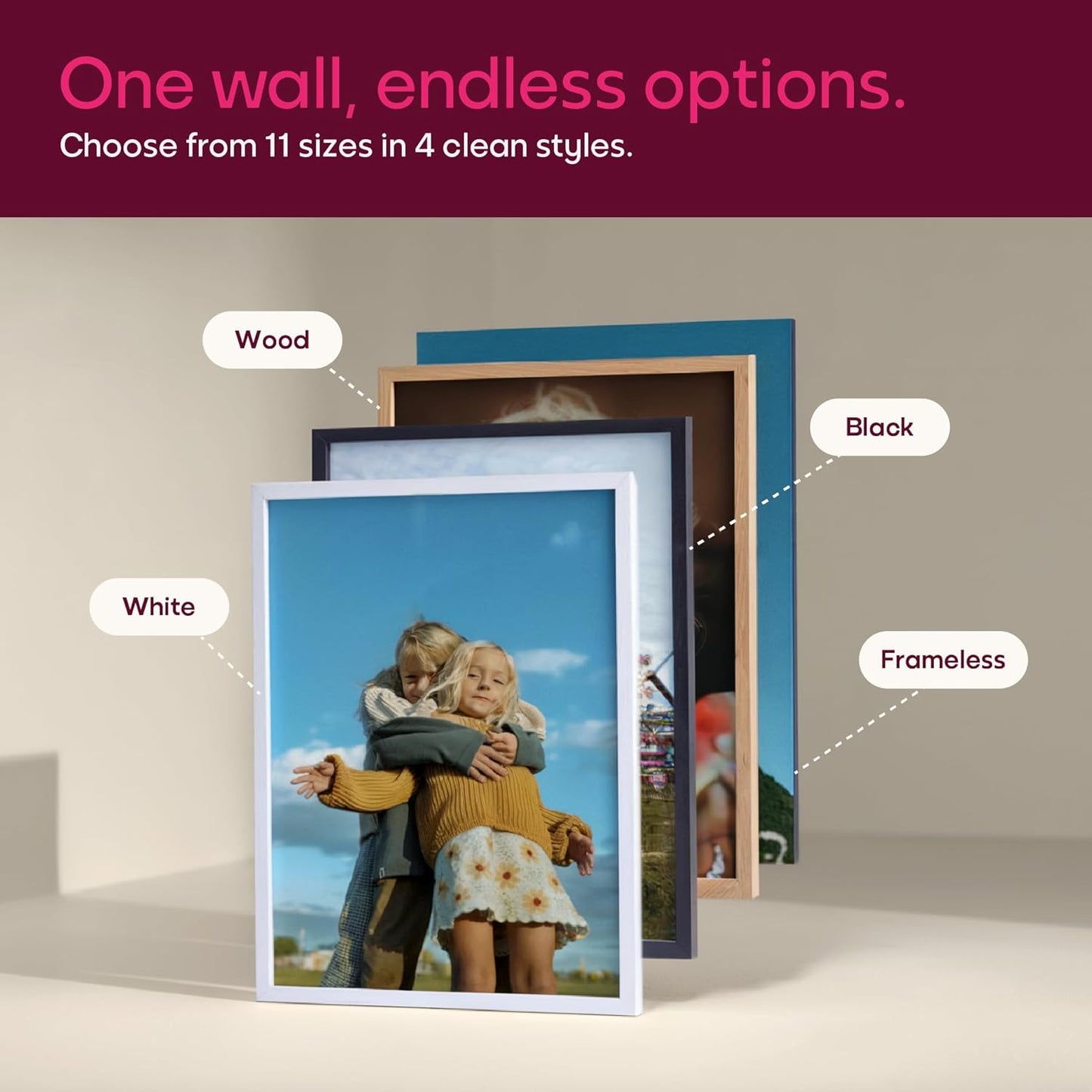 Mixtiles Official - Custom Photo Tiles - Personalized Printed Photos - Magnetic Wall Frames - Adhesive Sticker, No Nails - Various Sizes and Frames (Black, Offbeat set - set of 5)