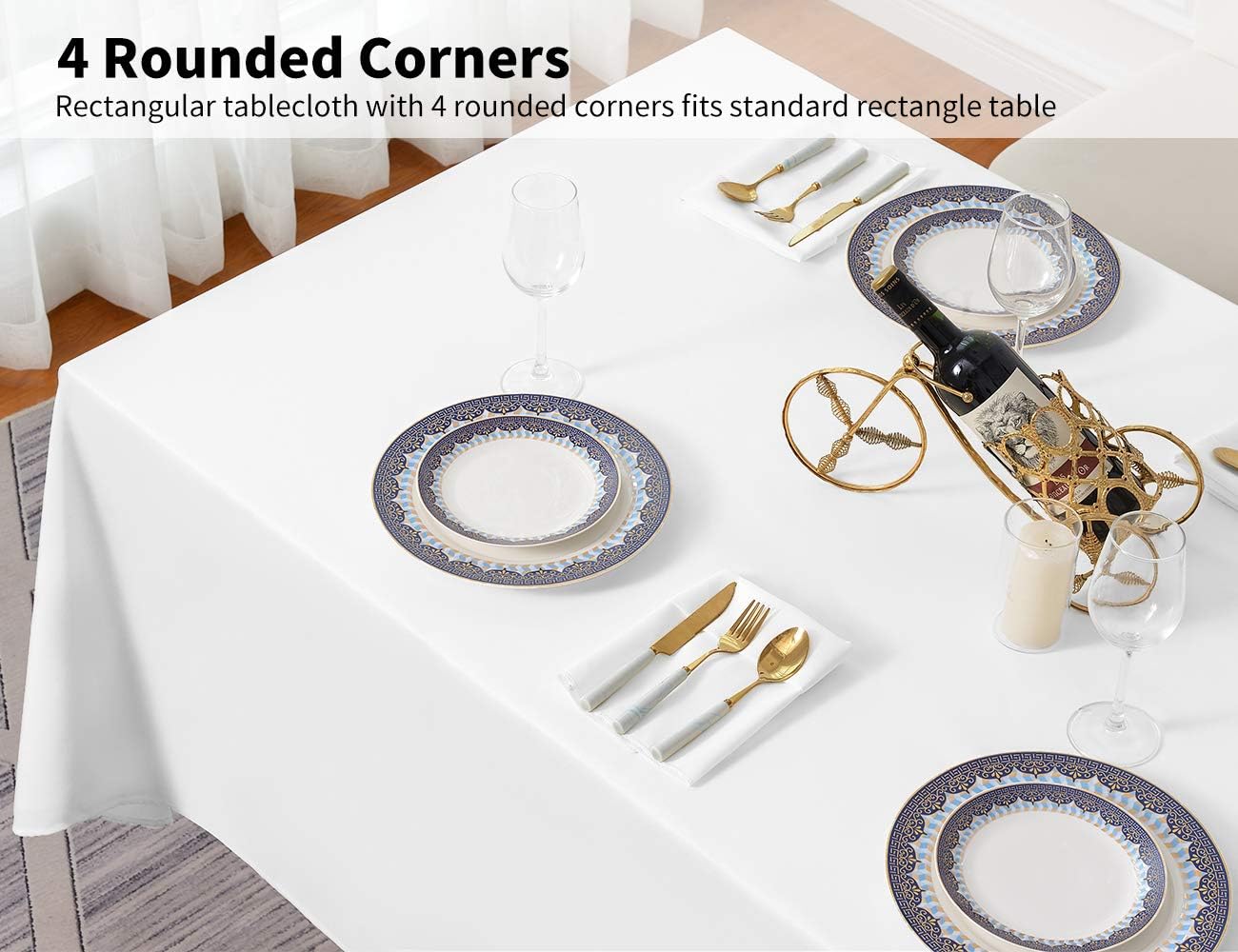 Surmente 10 Pack White Rectangle Tablecloth 90 x 132-inch Rectangular Polyester Table Cloth for Weddings, Banquets, or Restaurants