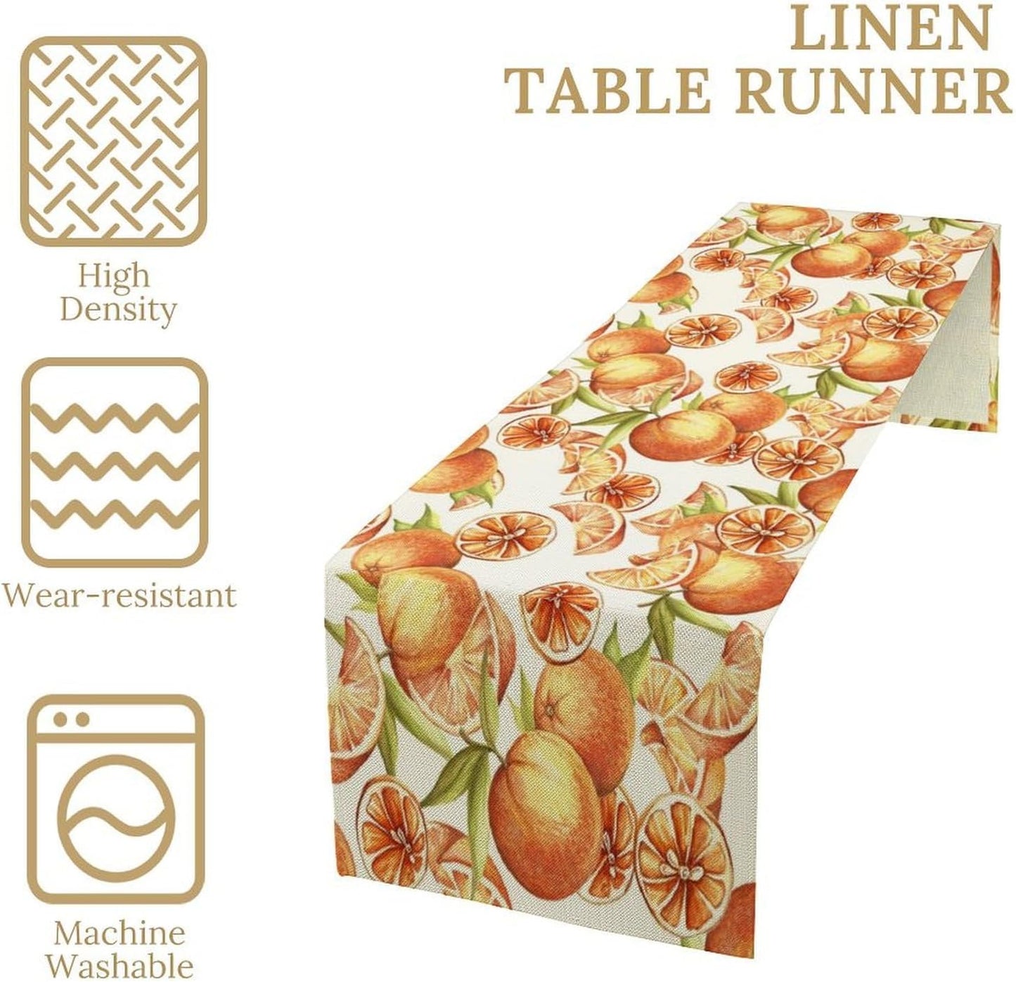 Spring Summer Orange Citrus Table Runner Sweet Fruit Botanical Print Little Cutie Dinner Runner for Farmhouse Baby Shower Party Holiday Home Kitchen Dining Table Decor 13x70