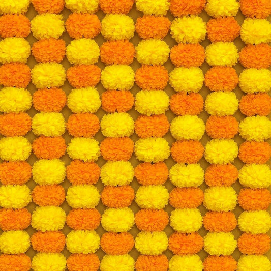 Marigold Garland for Diwali Decorations Pack of 5 - Marigold Artificial Flowers, Indian Marigold Flower Garland for Diwali Decorations (Light Orange Light Yellow | 4 to 4.5 ft) Hashcart®