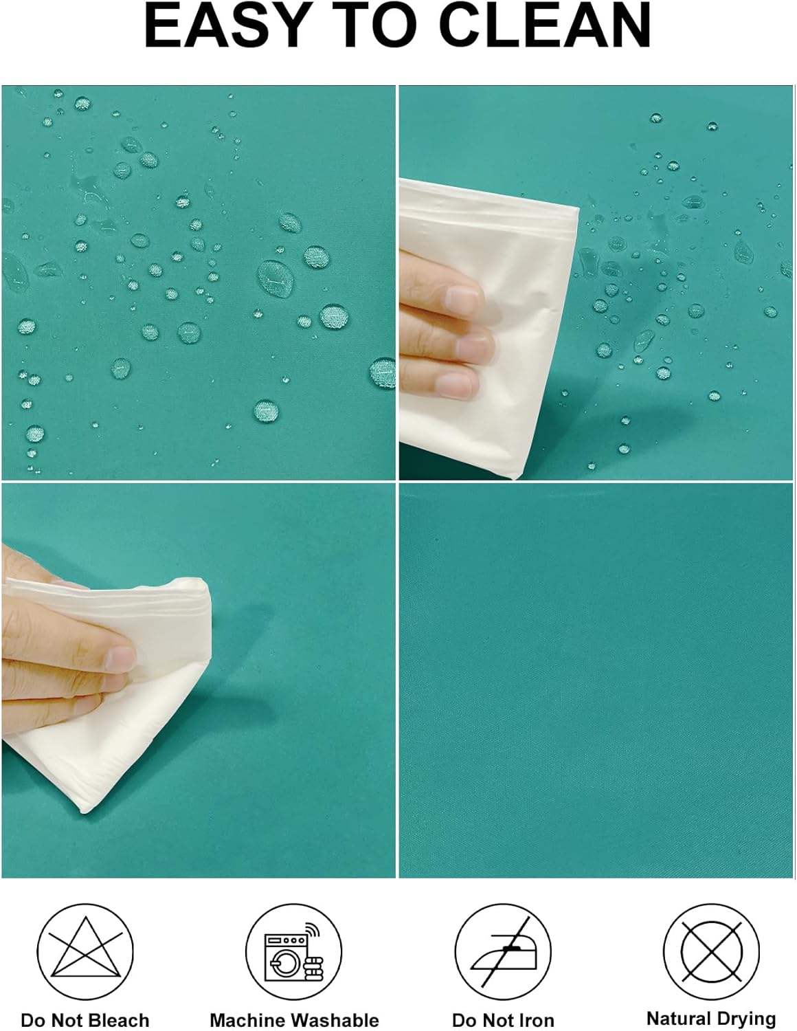 Fokitut 2 Pack Waterproof Round Tablecloth, 90 Inch, Stain Resistant and Wrinkle Polyester Table Cloth, Fabric Table Cover for Kitchen Dining, Wedding, Party, Holiday Dinner-Turquoise