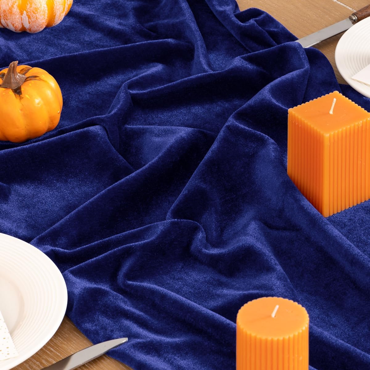 Royal Blue Velvet Table Runner Fall Thanksgiving Table Runner 20 x 120 Inch Luxurious Elegant Velvet Fabric Friendsgiving Table Decorations for Christmas Dinner Wedding Bridal Baby Shower