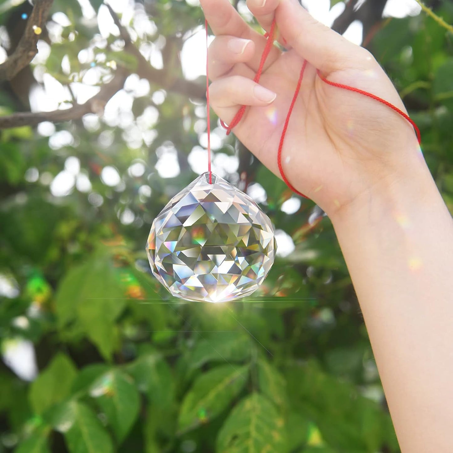 MerryNine 2 Pack Crystal Ball Prism Sun Shine Catcher Rainbow Pendants Maker, Hanging Crystals Prisms for Windows, for Feng Shui, for Gift (Clear) (60mm/2.36")