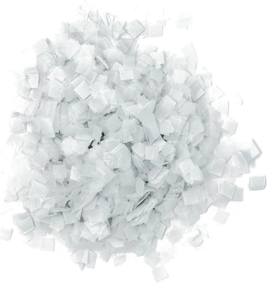 Biodegradable Tissue Confetti, White Color - Fluttering Tissue Paper Squares for Confeti Cannon and Launcher Use, Table Decorations, and More (20 Handfuls per Bag, 1 lb) (White)