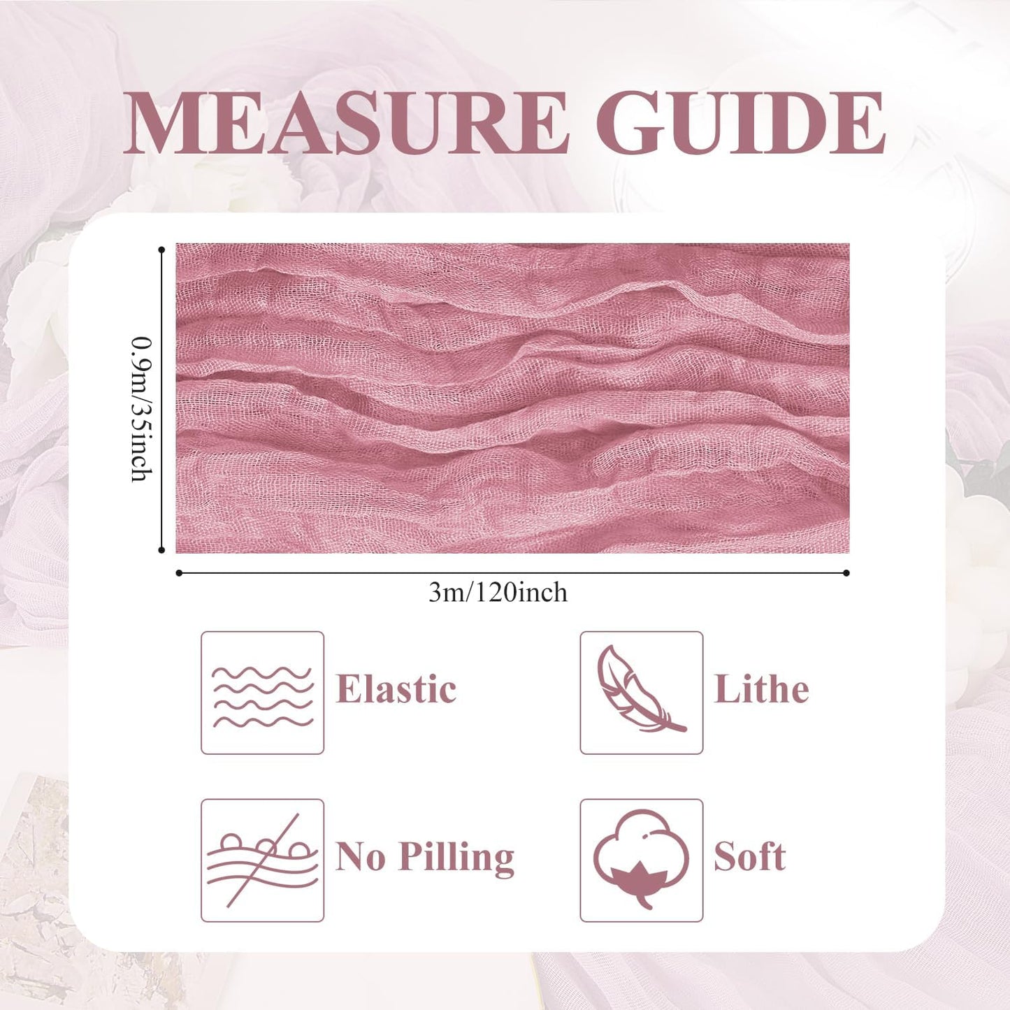 Asee'm 12pcs Cheesecloth Table Runner 120 Inches Long Pink Boho Gauze Cheese Cloth Runner 10FT Rustic Sheer Table Runners for Christmas Wedding Party Baby Shower Spring Easter Decoration