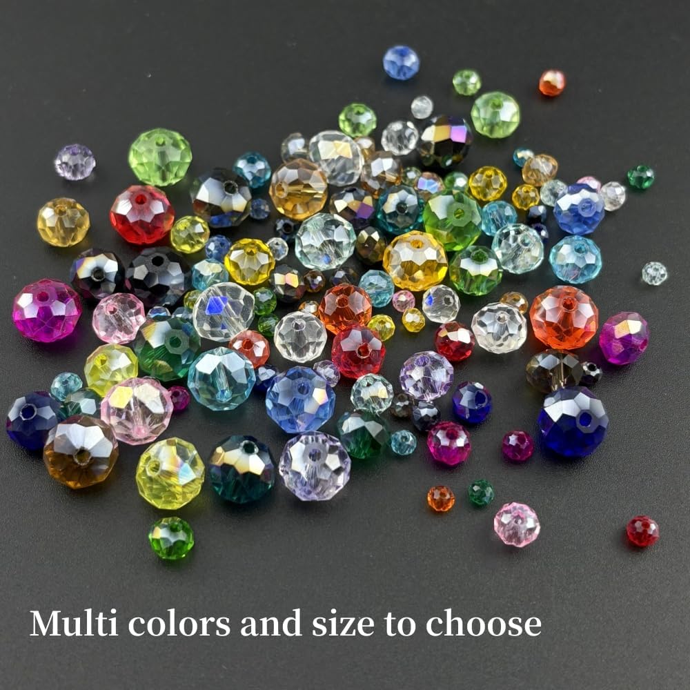100pcs 8mm Crystal Glass Beads for Crafts Faceted Rondelle Glass Beads for Jewelry Making Crystal Spacer Beads for Necklaces Bracelets Earrings DIY Craft(Gold Yellow AB)