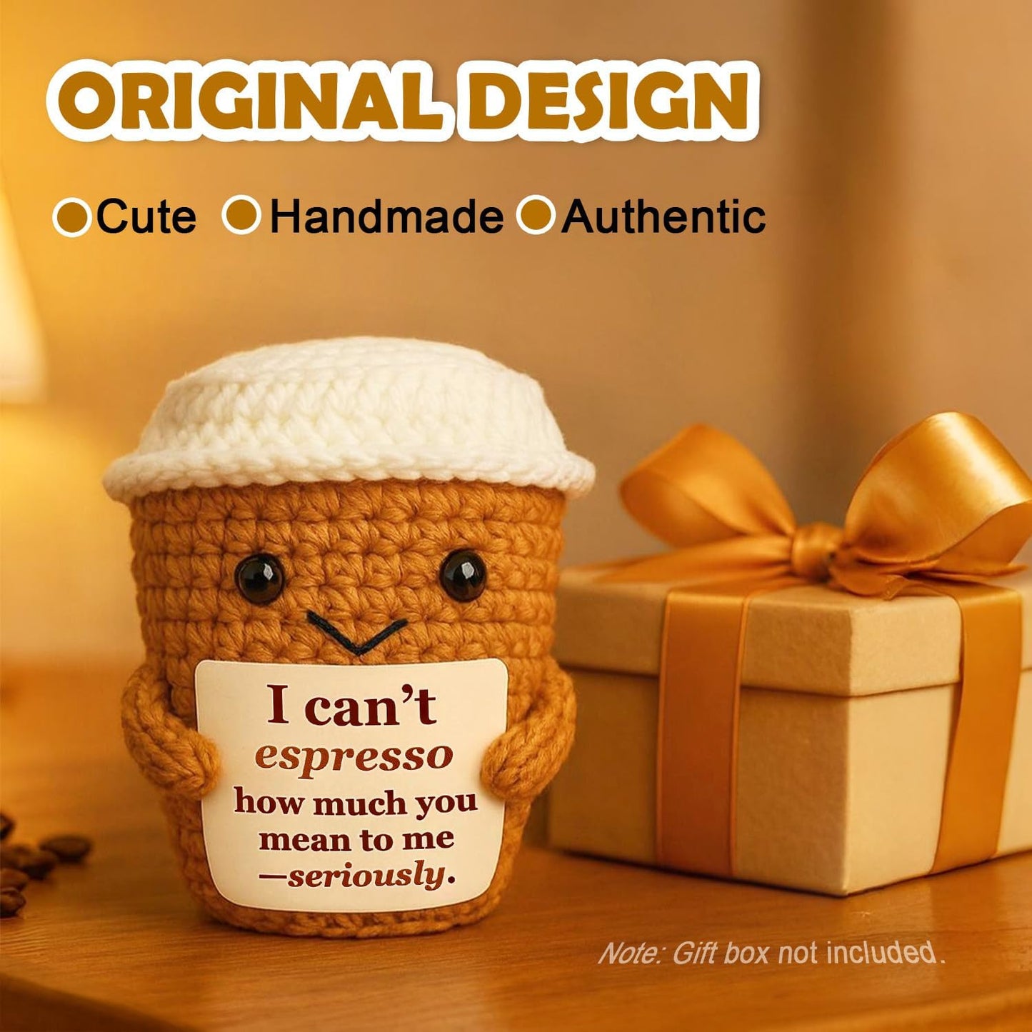 Coffee Lover Gift for Women Men, Cute Brithday Gifts for Boyfriend Girlfriend, Romantic Anniversary I Love You Gift for Him Her Couple, Positive Espresso Handmade Crochet