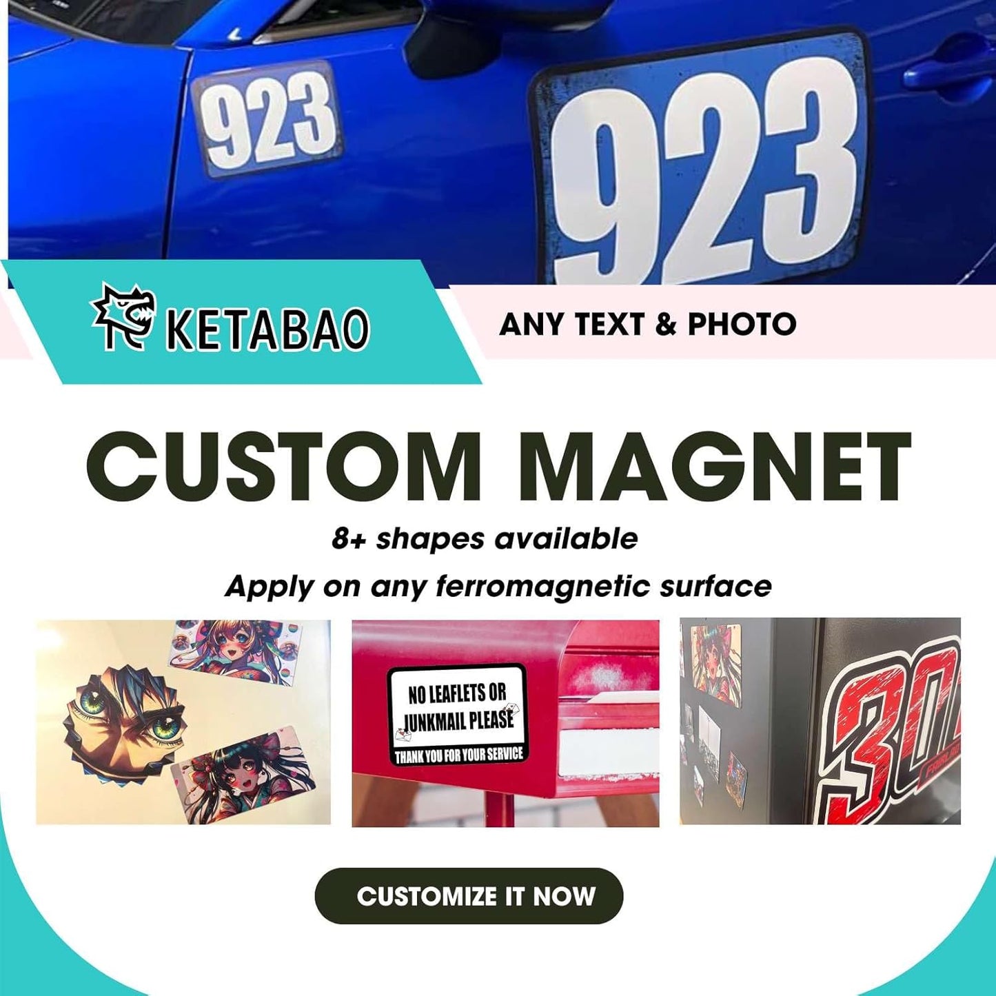 KETABAO – 12" Circle Magnetic Photo Frames Magnet for Refrigerators, Storage Cabinets and Cars – Customized Gifts for Office and Home