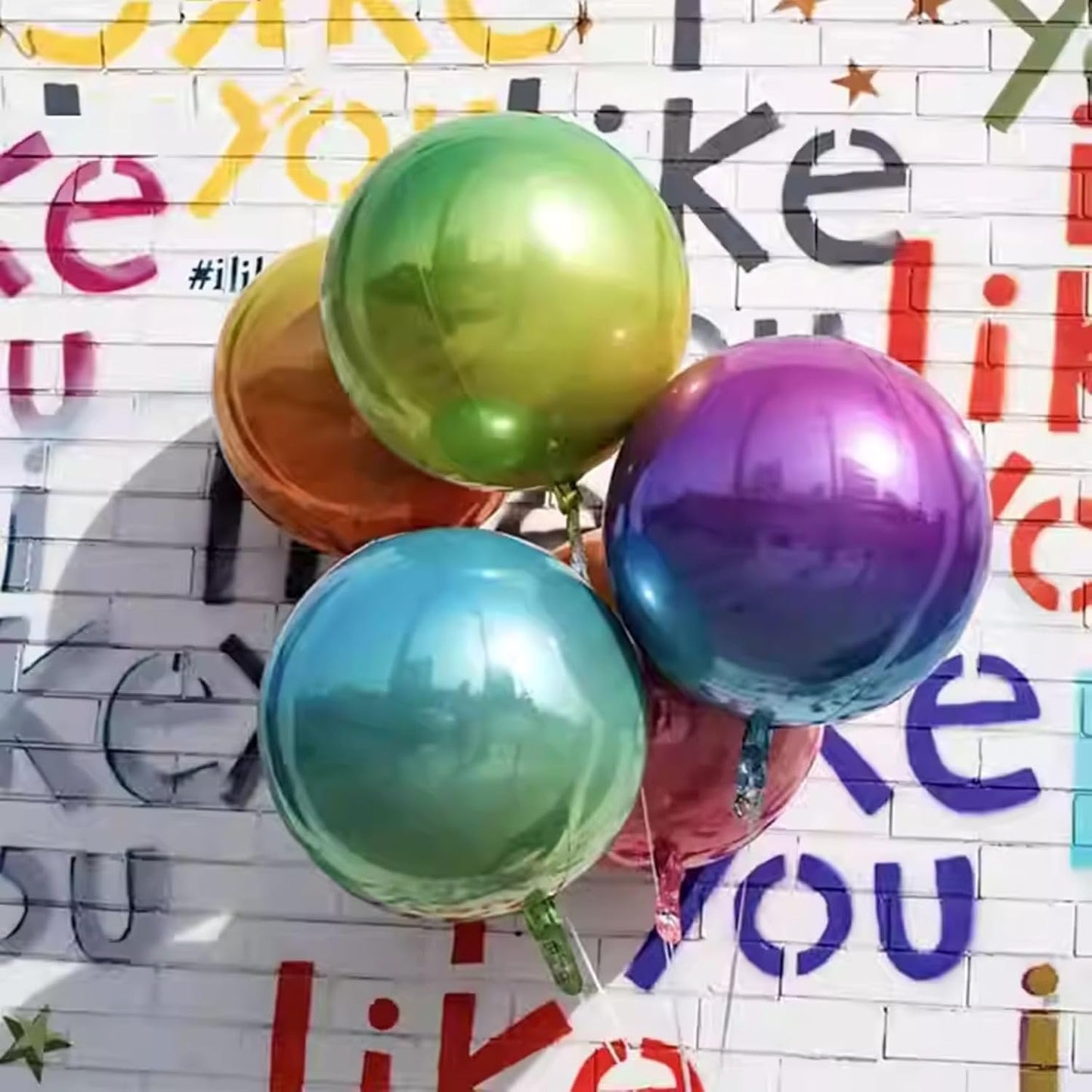 6Pcs Gradient Green Round Foil Balloons,Giant 4D Round Ball Balloon,22 Inch Green Balloons for Birthday Wedding Graduation Prom Party Decorations