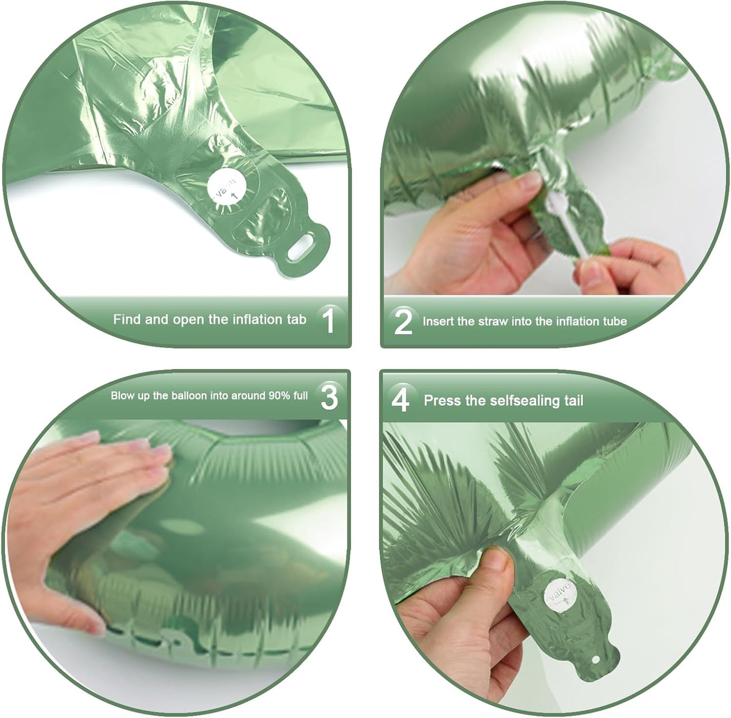 40 Inch Sage Green Large Number 4 Balloons, Giant Foil Number Four 14 24 34 40 44 Balloons, Oliver Green Mylar Big Balloon for Anniversary Graduation Decorations
