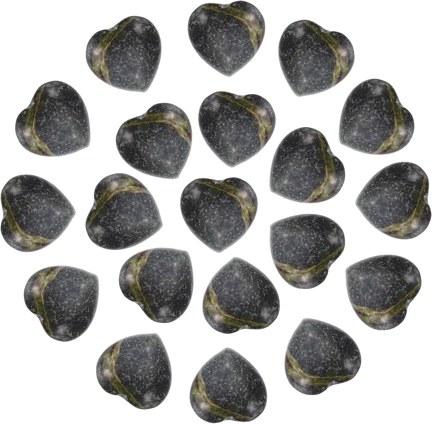 PATIKIL 20 Pcs Natural Heart Shaped Crystal Stone, 0.6 Inch Mini Polished Love Gemstone Crystal, Pocket Rock Engraved Worry Stones for Women Gifts Meditation, Red Brown