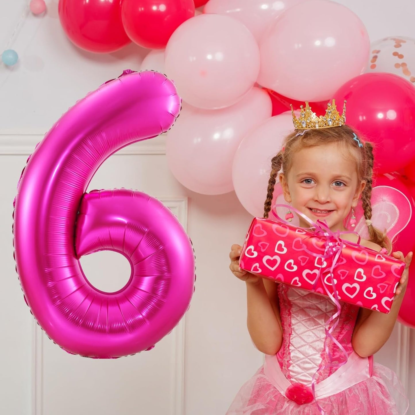 Hot Pink 8 Balloon,40 Inch Number 8 Balloon,8 Birthday Balloon Decorations, Foil Mylar Helium 8 Balloon Number for Birthday Party Decorations