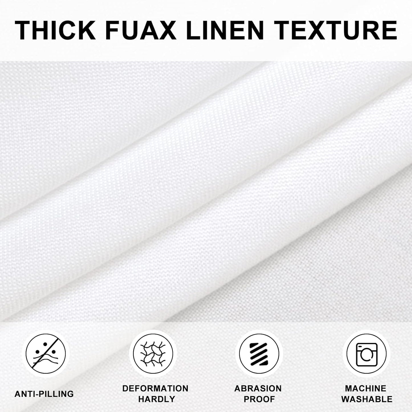 Hiasan Round Linen Tablecloth 108 Inch - Wrinkle and Stain Resistant Washable Polyester Fabric Table Cloth for Dining Room Kitchen Party, White
