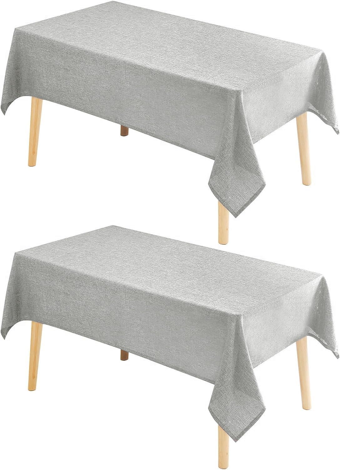 Hiasan 2 Pack Faux Linen Rectangle Tablecloth - Wrinkle and Stain Resistant Washable Table Cloth for Kitchen Dining Room Holiday Table Cover for Party Dinner, Light Grey, 30 x 60 Inch