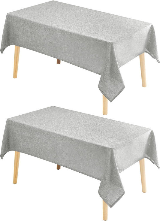 Hiasan 2 Pack Faux Linen Rectangle Tablecloth - Wrinkle and Stain Resistant Washable Table Cloth for Kitchen Dining Room Holiday Table Cover for Party Dinner, Light Grey, 30 x 60 Inch