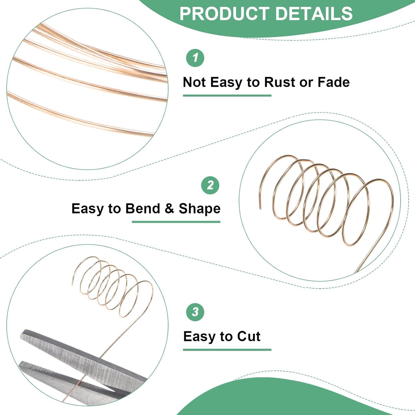 0.3mm Jewelry Wire, 28 Gauge 328FT Craft Wire Copper Beading Wire for Jewelry Making/Planting/Weaving/DIY Crafting, Soft Metal Wires [100M, Champagne Gold]
