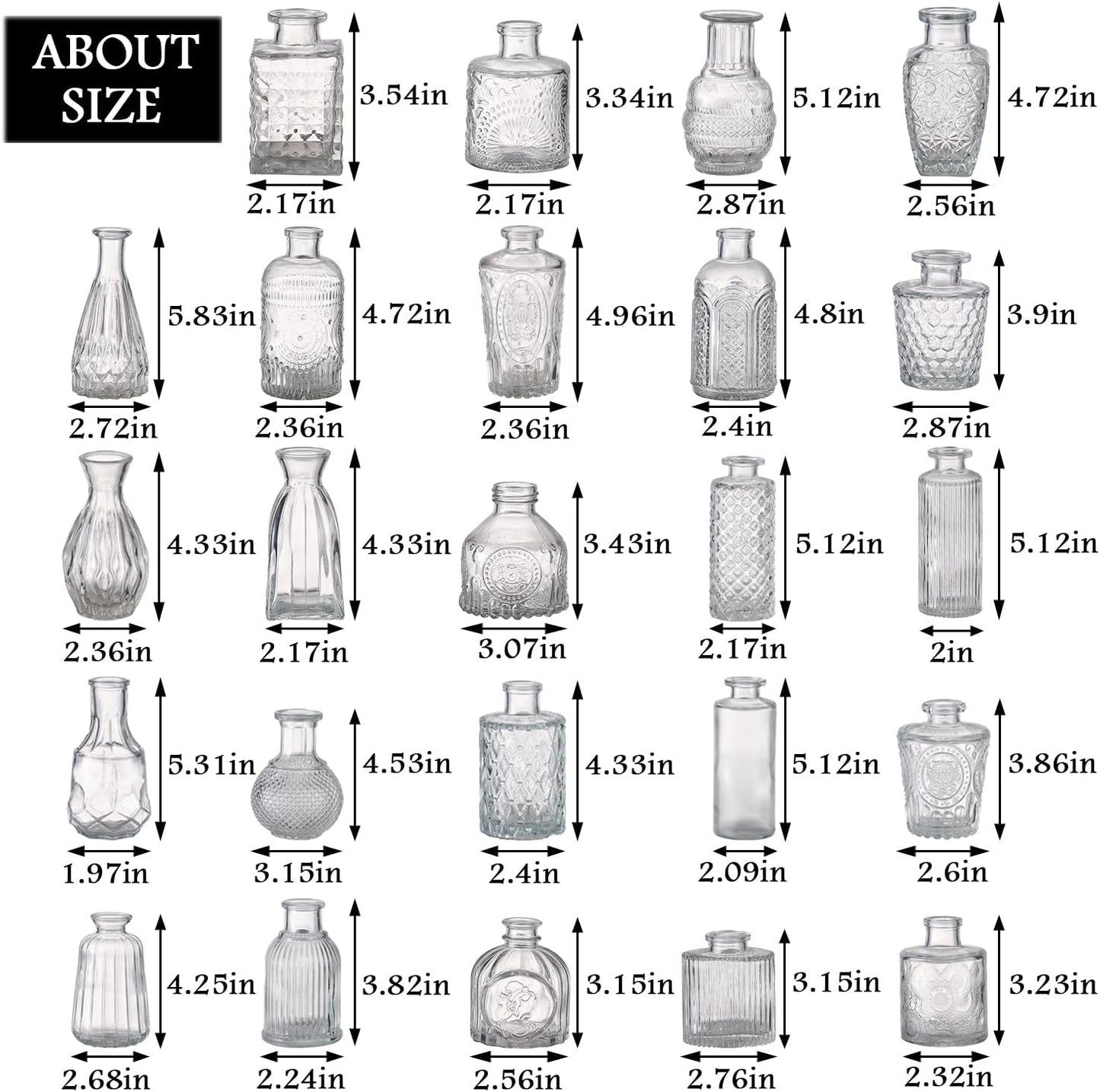 Bud Vases in Bulk 24, Small Vase for Flowers, Glass Vase for Centerpieces, Small Flower Vases for Centerpieces, Mini Vases, Vintage Vase, Clear Bud Vases for Wedding Table Decor