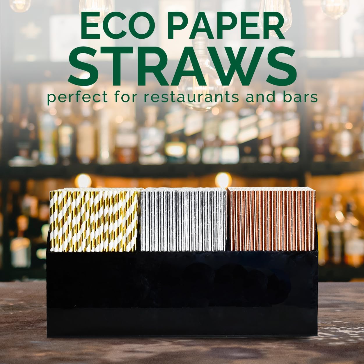 7.75 inch Gold/White Striped Paper Drinking Straws 1000 Counts for Cocktail, Party, Wedding - Disposable, Unwrapped