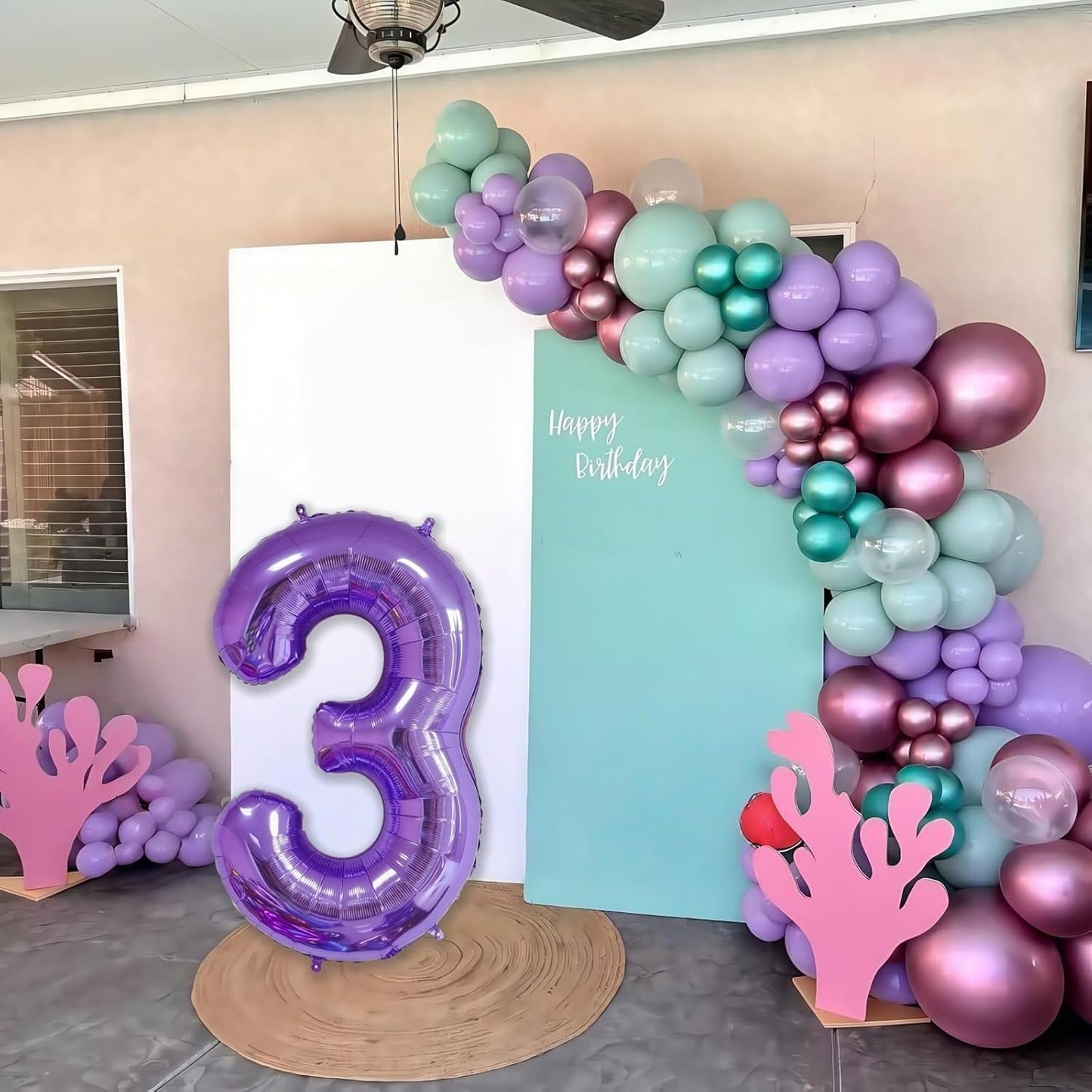 Purple 1 Balloon Number,40 Inch Number 1 Balloon Big Purple 1 Foil Mylar Helium Balloon for Birthday Party Decorations