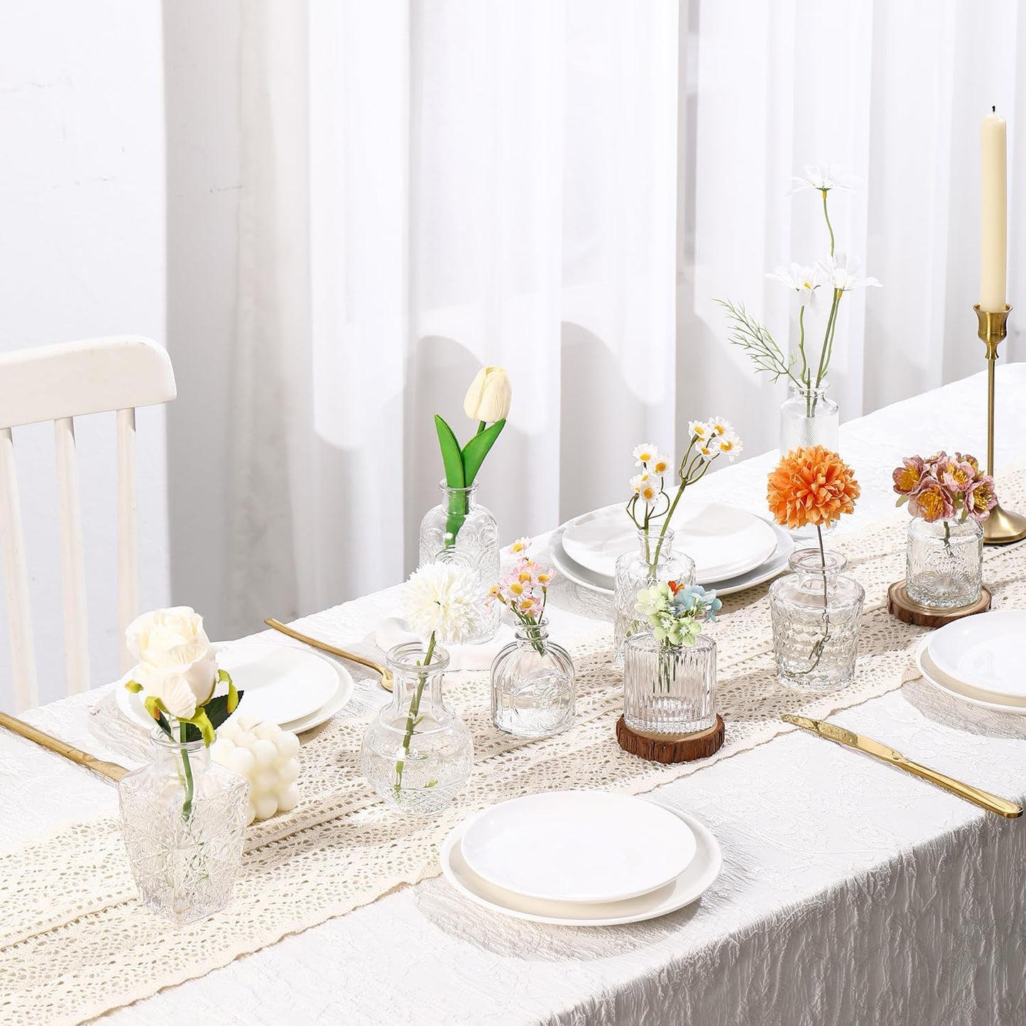 Bud Vases Set of 12, Small Glass Vases for Centerpieces, Small Flower Vases for Centerpieces, Vintage Mini Vase, Clear Bud Vase for Wedding Table Decor