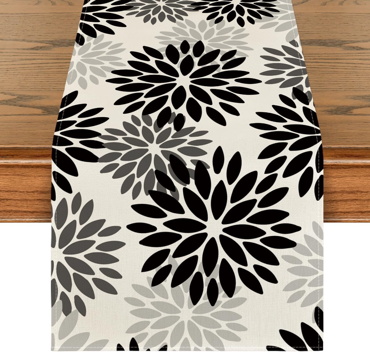 Artoid Mode Black Dahlia Floral Pinnata Halloween Table Runner, Fall Autumn Kitchen Dining Table Decoration for Home Party Decor 13x36 Inch