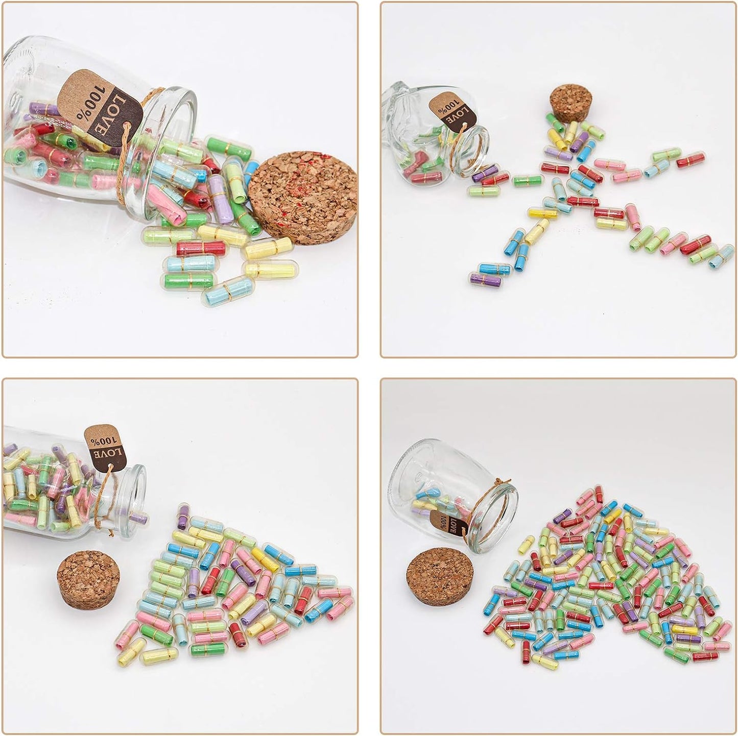 Capsule Letters Message in a Bottle - Valentines Day Gifts for Boyfriend Girlfriend - Love Letter for For Couples Men Women (Mixed Color 45pcs)