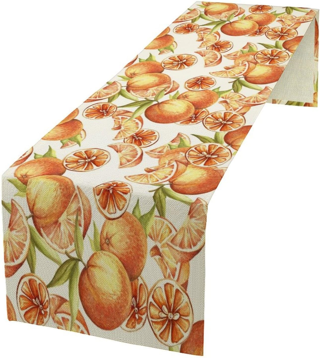 Spring Summer Orange Citrus Table Runner Sweet Fruit Botanical Print Little Cutie Dinner Runner for Farmhouse Baby Shower Party Holiday Home Kitchen Dining Table Decor 13x90