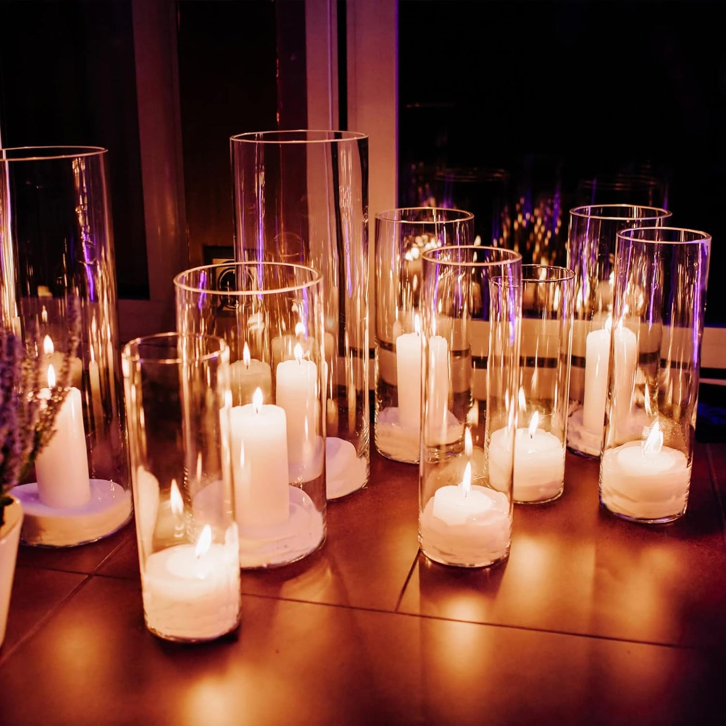 Cylinder Flower Vases 12PCS 10" 7.8" 6" Hurricane Candle Holders Pillar Votives Floating Candles Holder, Clear Glass Vase for Spring Easter Wedding Party Decorations