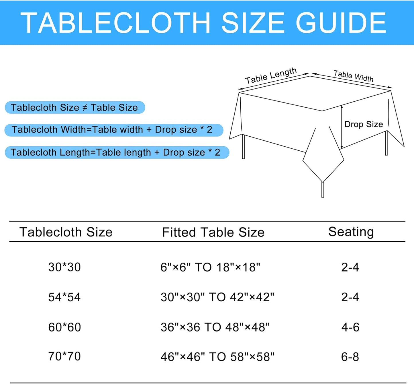 Hiasan Faux Linen Square Tablecloth - Wrinkle and Stain Resistant Washable Table Cloth for Kitchen Dining Room Holiday Table Cover for Party Dinner, Black, 70 x 70 Inch