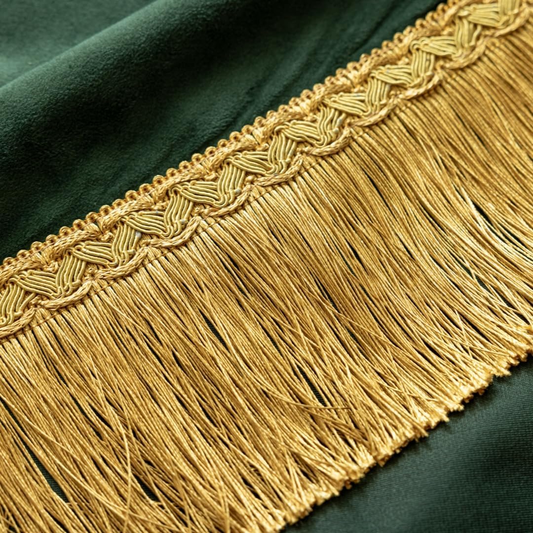 F-CHU Luxury Green Tablecloth Thickset Velvet Tablecloth with Beautiful Gold Tassels Table Cloth for Home Decor Wedding, Party, Banquet and Events 60x102-Inch