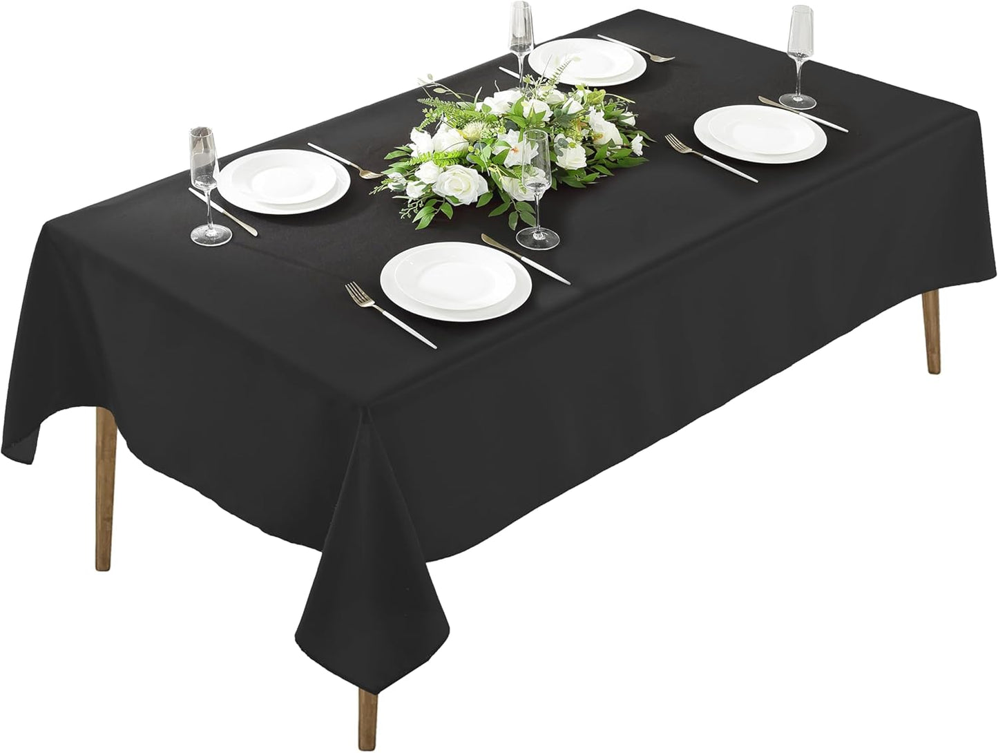 Craft And Party Rectangle Tablecloth, 70 x 108 Inch Black Tablecloth, Polyester Fabric Washable Table Cloth for Home, Party, Wedding or Restaurant Use.
