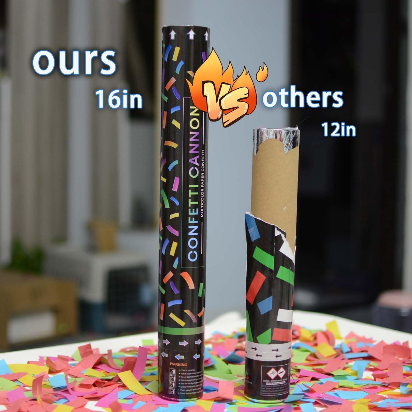 16 Inch [6 Pack] Biodegradable Confetti Cannon Party Poppers Party Supplies, Air Powered | Launches 20-25ft | Celebrations, New Year's Eve,Birthdays,Christmas and Weddings
