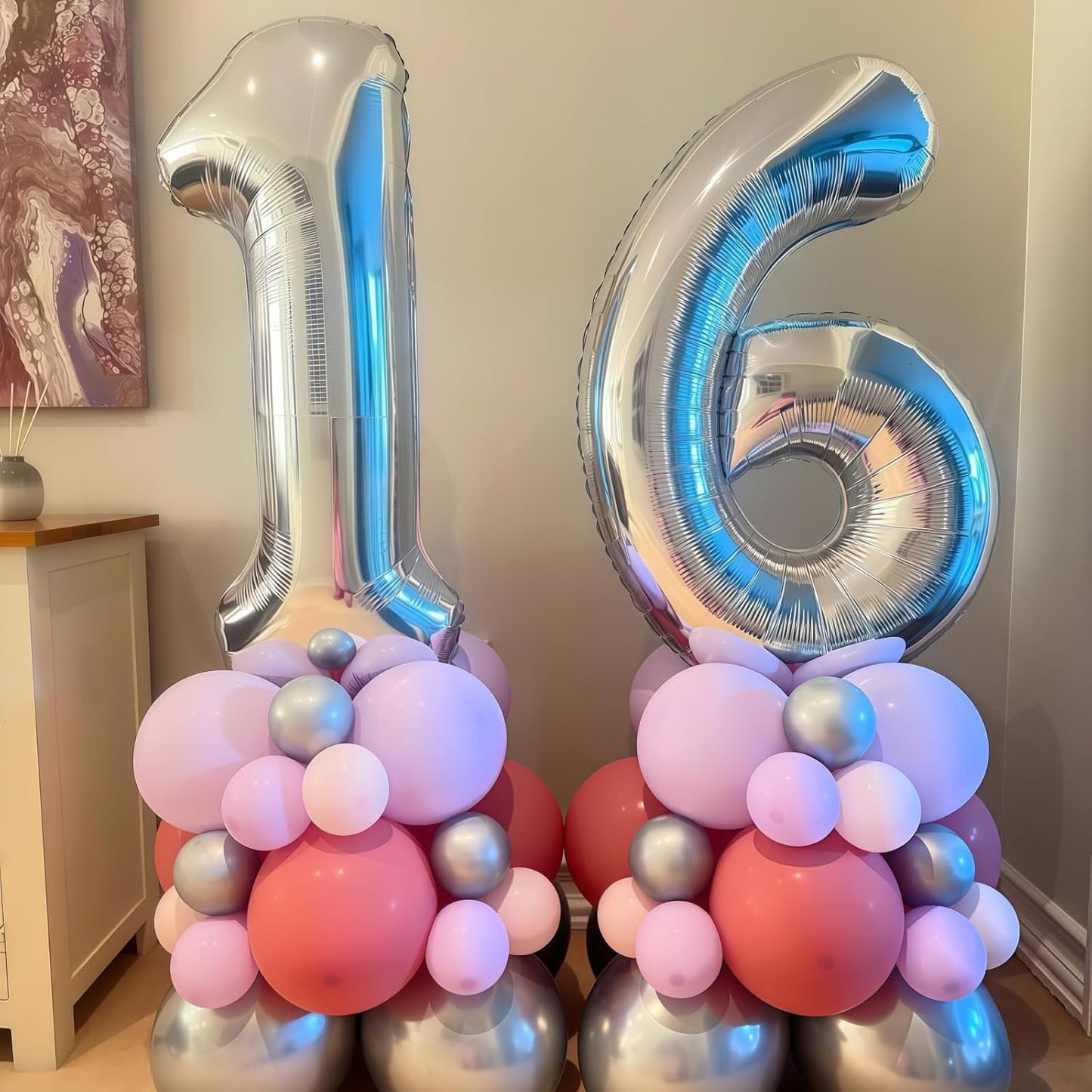 40 Balloons Silver, Giant Number 4 & 0 Helium Foil Balloon for Women 40th Birthday Decor, 40'' Self Inflating Mylar Number 40 Balloon for Man Anniversary Party Globos De Numeros Decorations Supplies