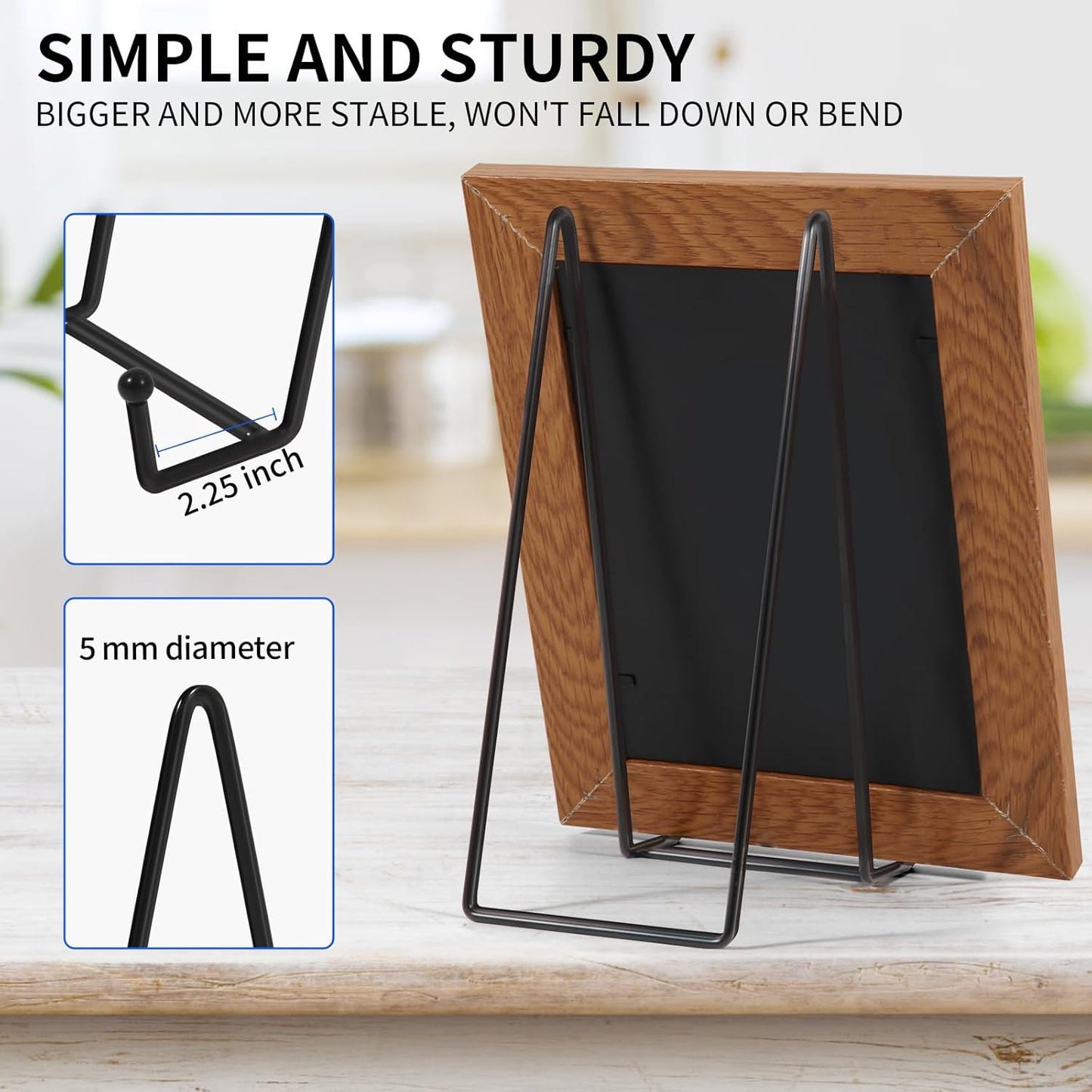 Decolore 10 Inch 3 Pack Large Black Table Easel Plate Stands for Display Plate Holder Display Stand for Decorative Plate, Poster, Tabletop Art and Platter