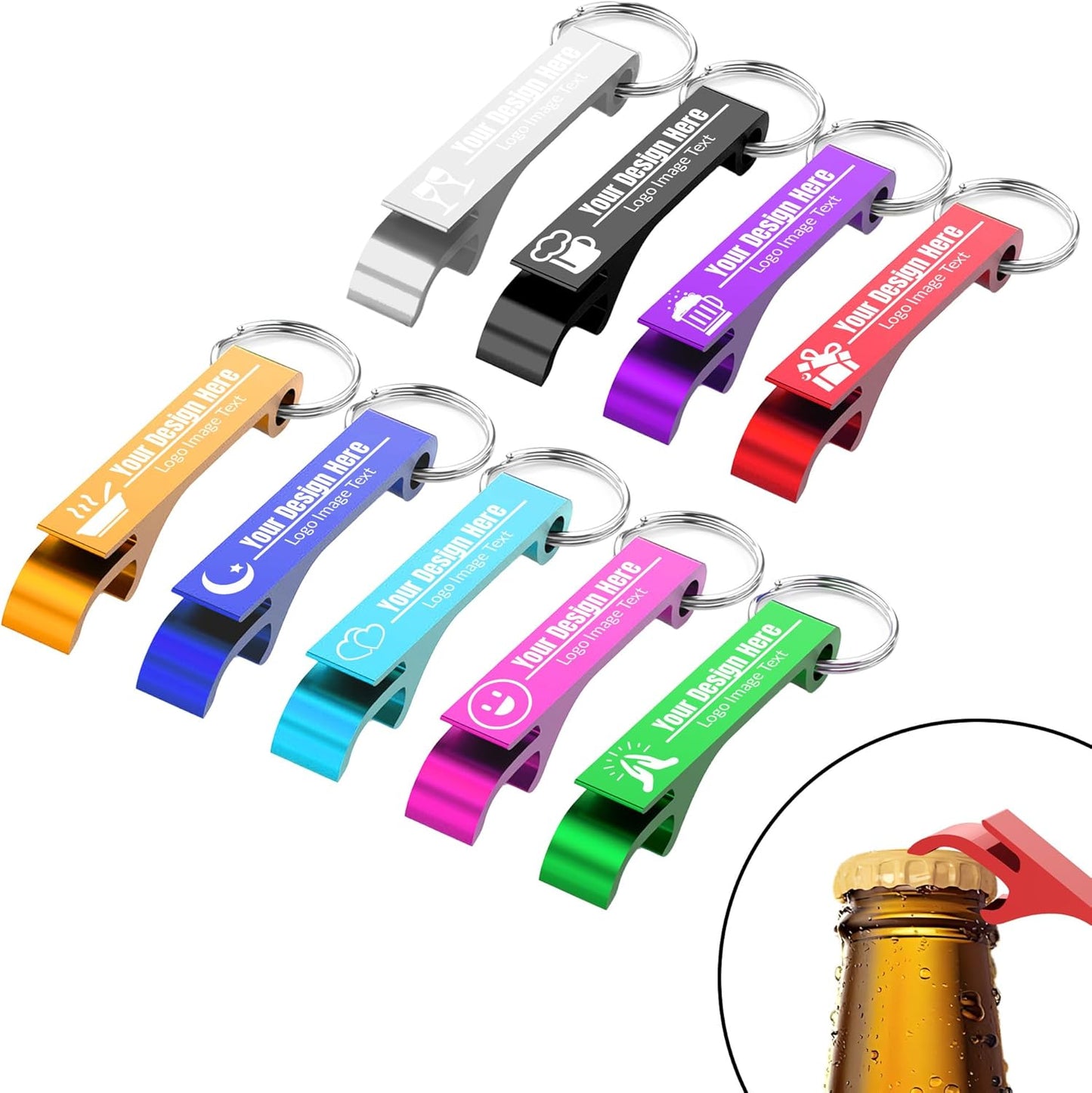 Personalized Bottle Opener Keychains, Bulk Custom Engraved Text Logo Keychain Can Opener, Customizable Aluminum Beer Bottle Openers for Wedding Favors, Brewery, Bar, Anniversaries, Party Gift