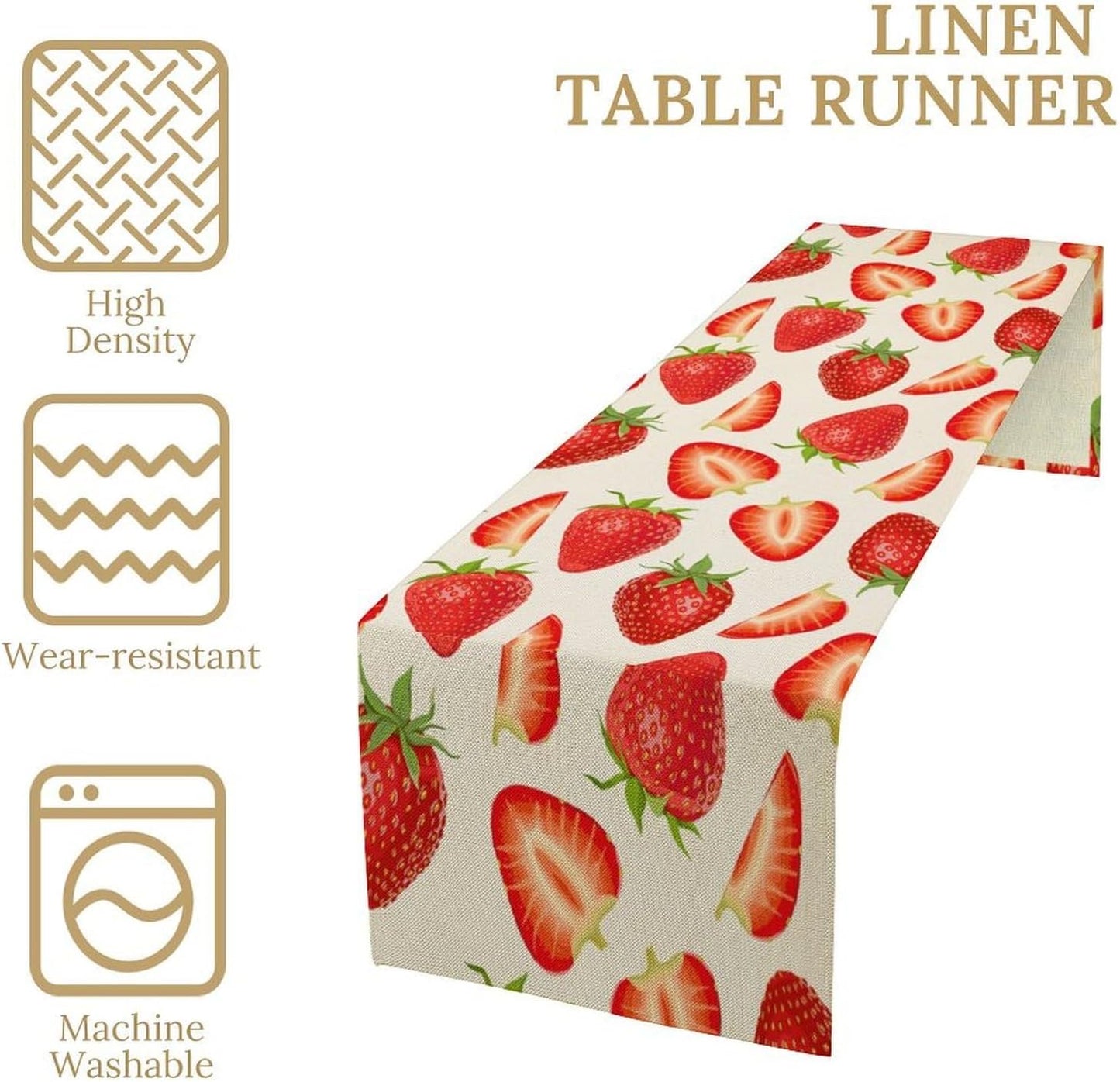 Strawberry Table Runner Spring Summer Wild Berry Fruit Theme Dinner Runner for Girl Baby Shower Party Holiday Home Kitchen Dining Table Decor 13x70