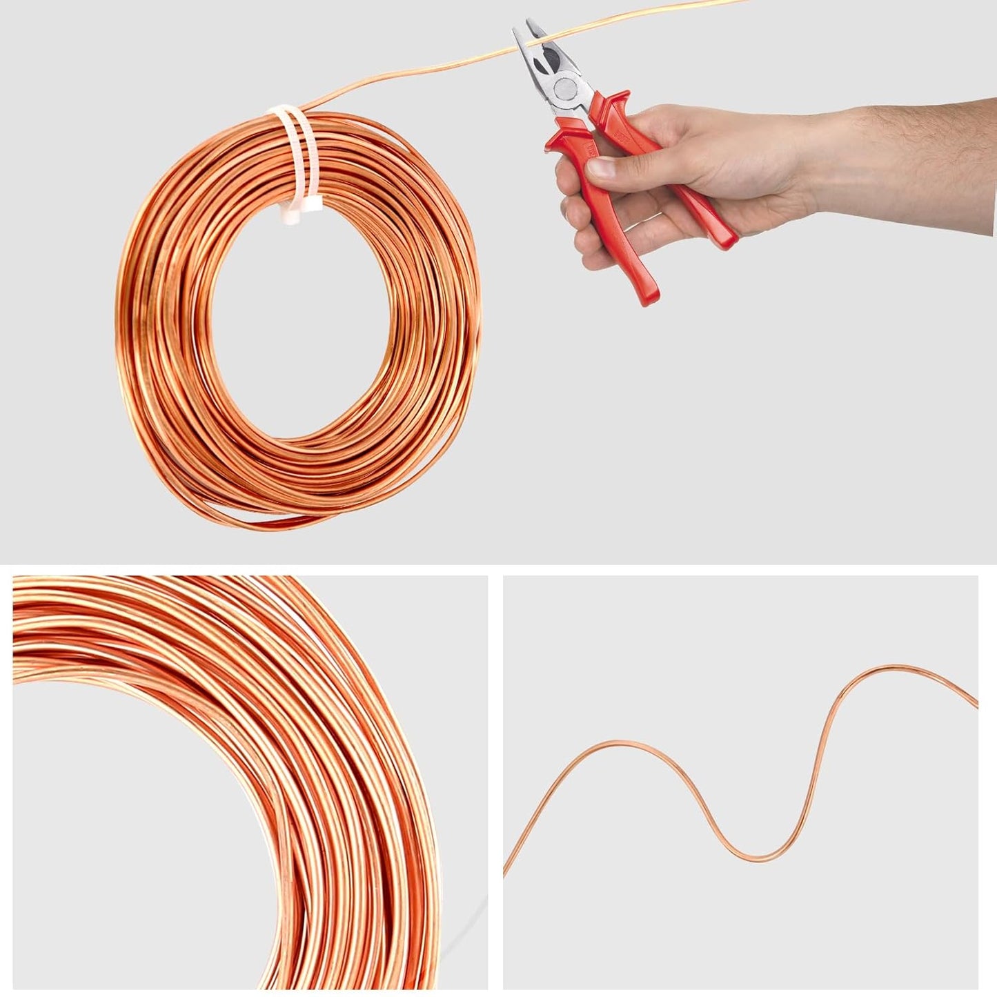 12 Gauge/ 2.0 mm 49 Feet 1 Pound 99.9% Dead Soft Copper Wire for Electroculture Gardening, Jewelry Making, Beading, Science Projects, DIY Artwork