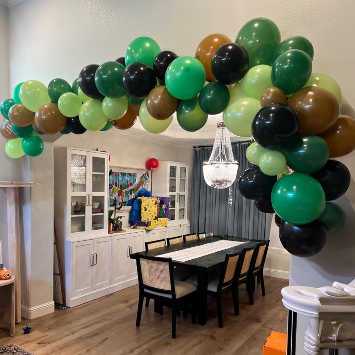 Green Brown Balloons, 60 Pcs 12 Inch Dark Green Black Confetti Balloons for Boys Men Kids Video Game Theme Jungle Safari Baby Shower Woodland Hunting Graduation Camo Birthday Army Party Decorations